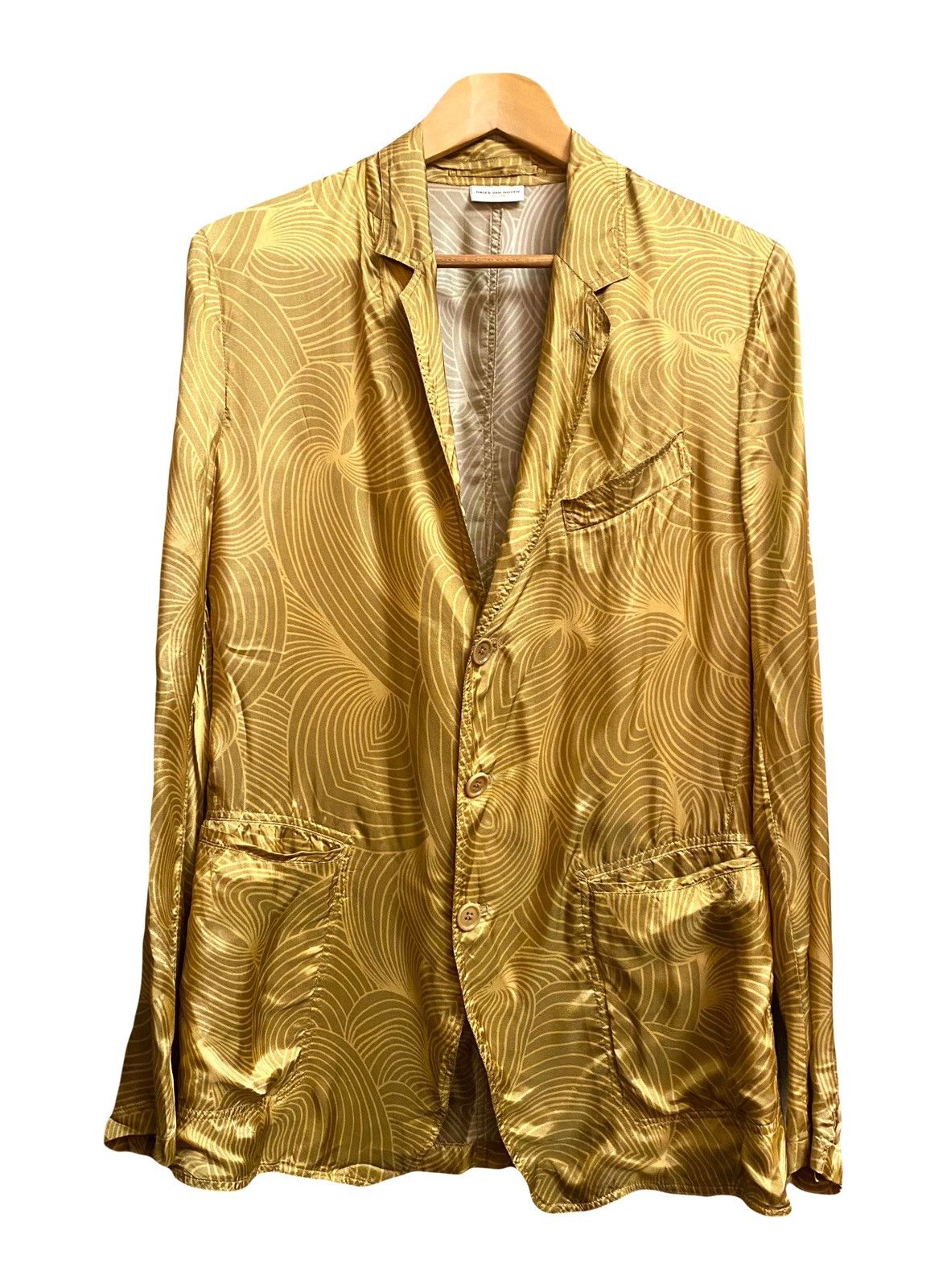 image of Dries Van Noten Ss 2018 Runway Satin Print Jacket 48 in Beige, Men's (Size Medium)