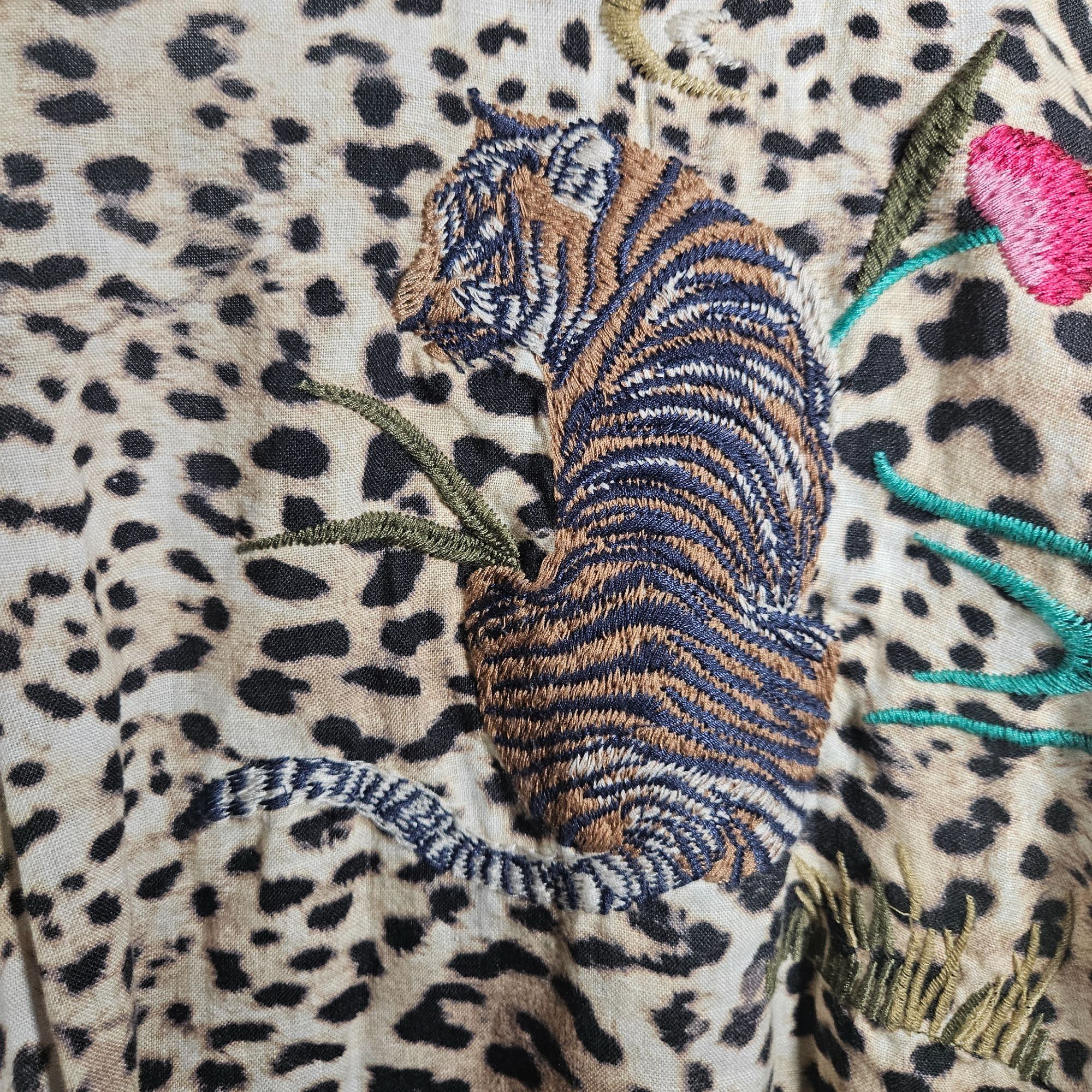 Johnny Was Johnny Was Linen Woman Leopard Floral Mini Dress 1X Boho Lux Size XL / US 12-14 / IT 48-50 - 7 Thumbnail
