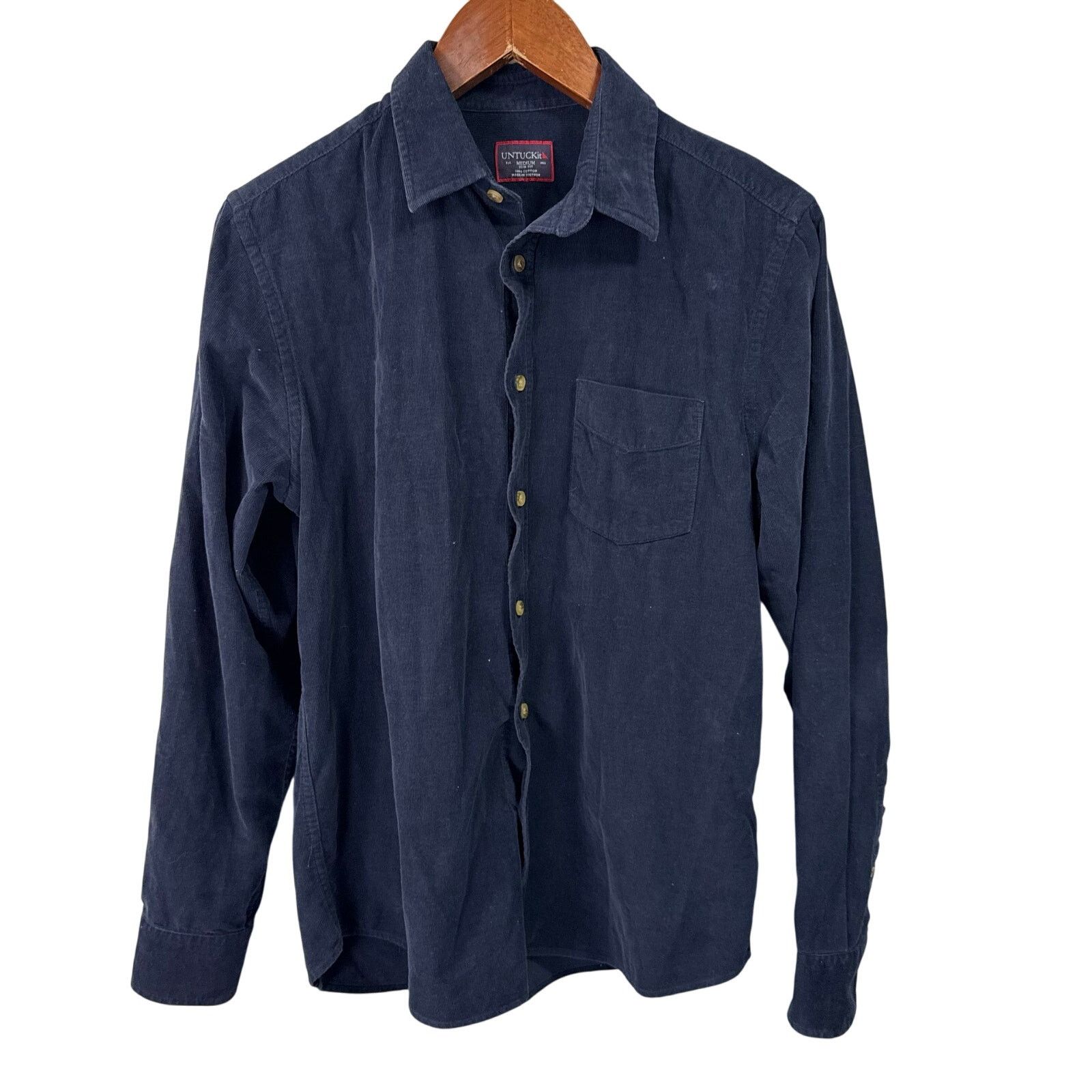 UNTUCKit Untuckit Men’s Corduroy Shirt sz M Slim Fit Blue # G656 Size US M / EU 48-50 / 2 - 1 Thumbnail