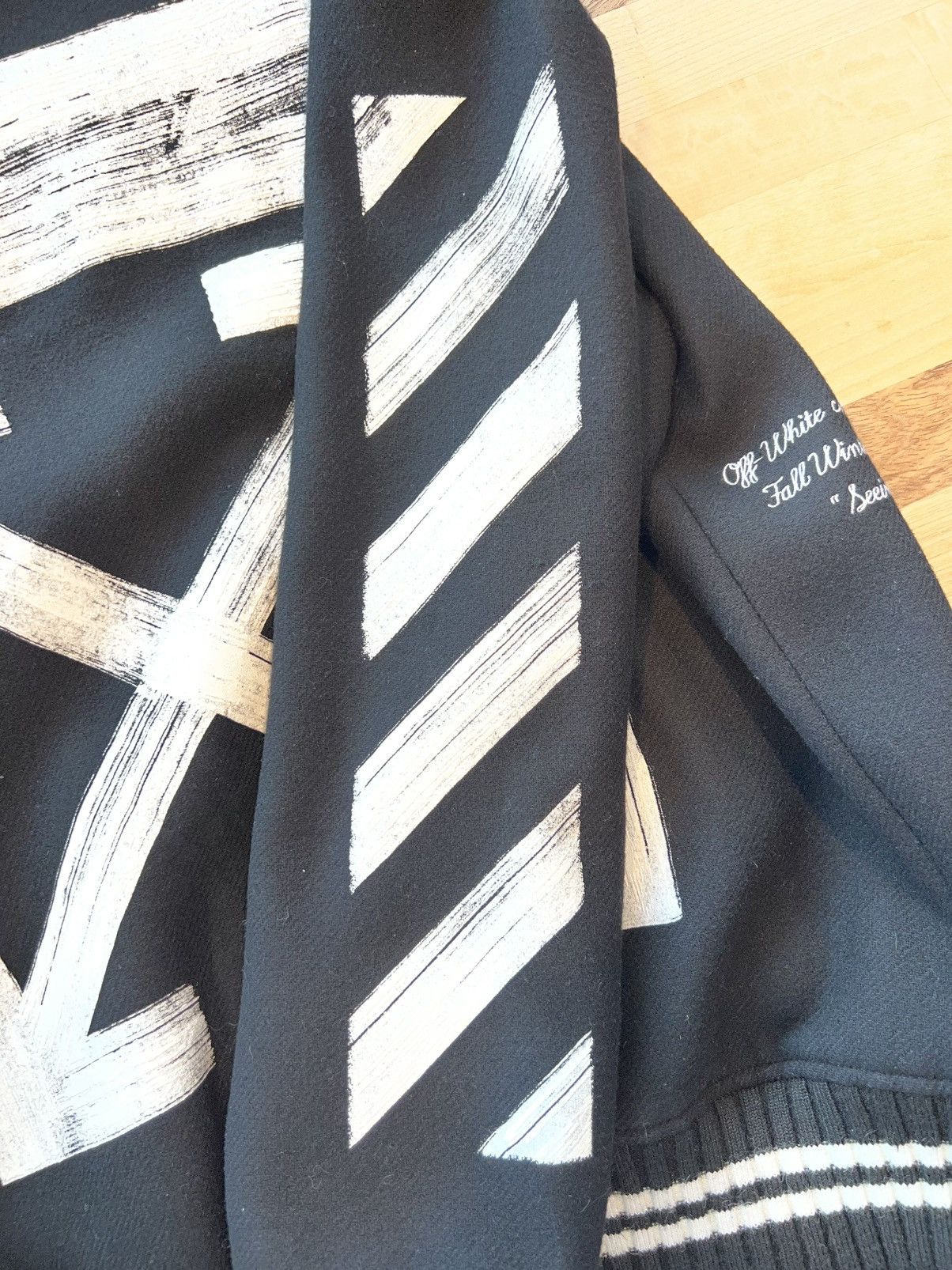 Off-White Off-White Brushed Diagonals Varsity Jacket Size US S / EU 44-46 / 1 - 13 Thumbnail