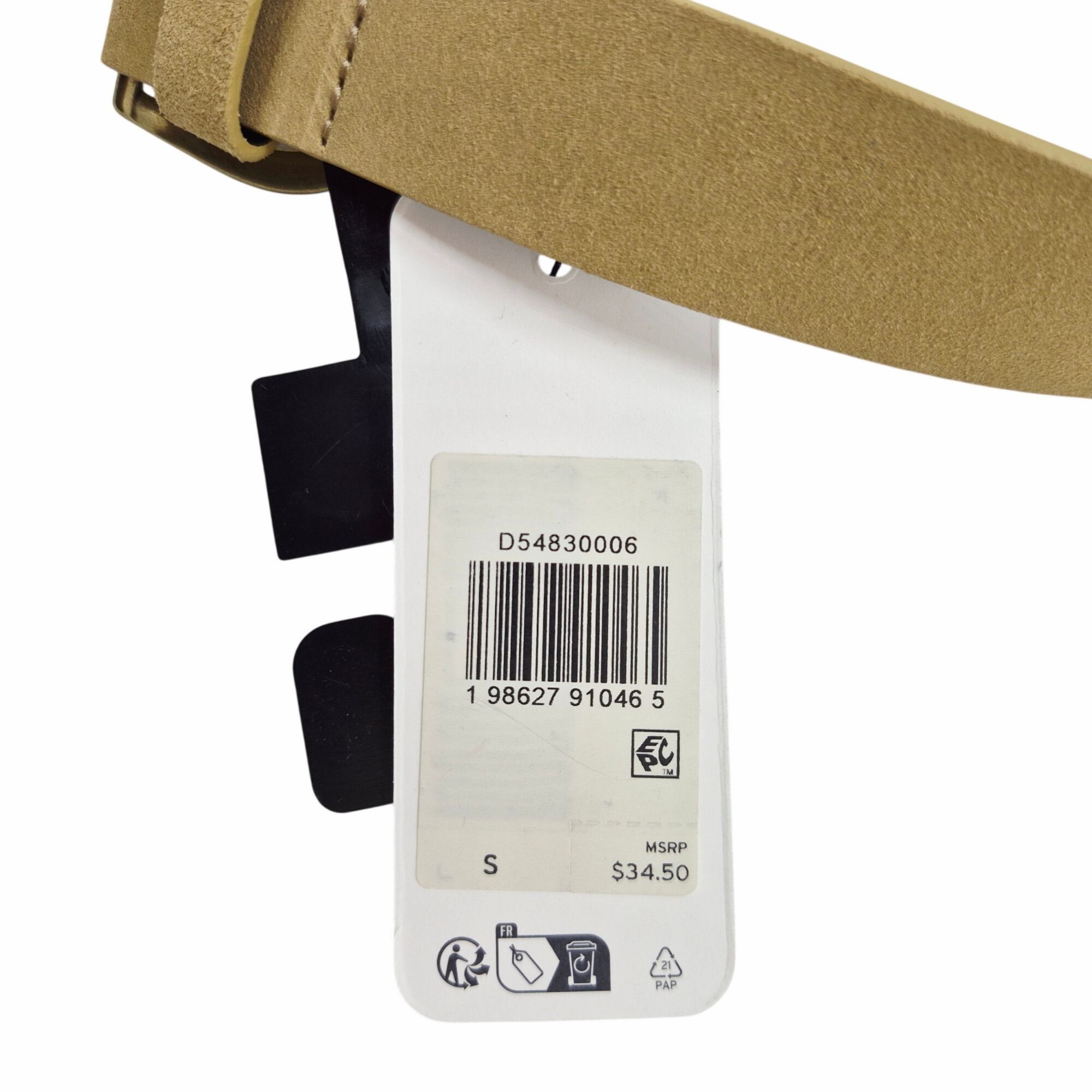 Levi's Levis High-low Tan Suede Leather Belt With Beige Tone Buckle Size ONE SIZE - 2 Thumbnail