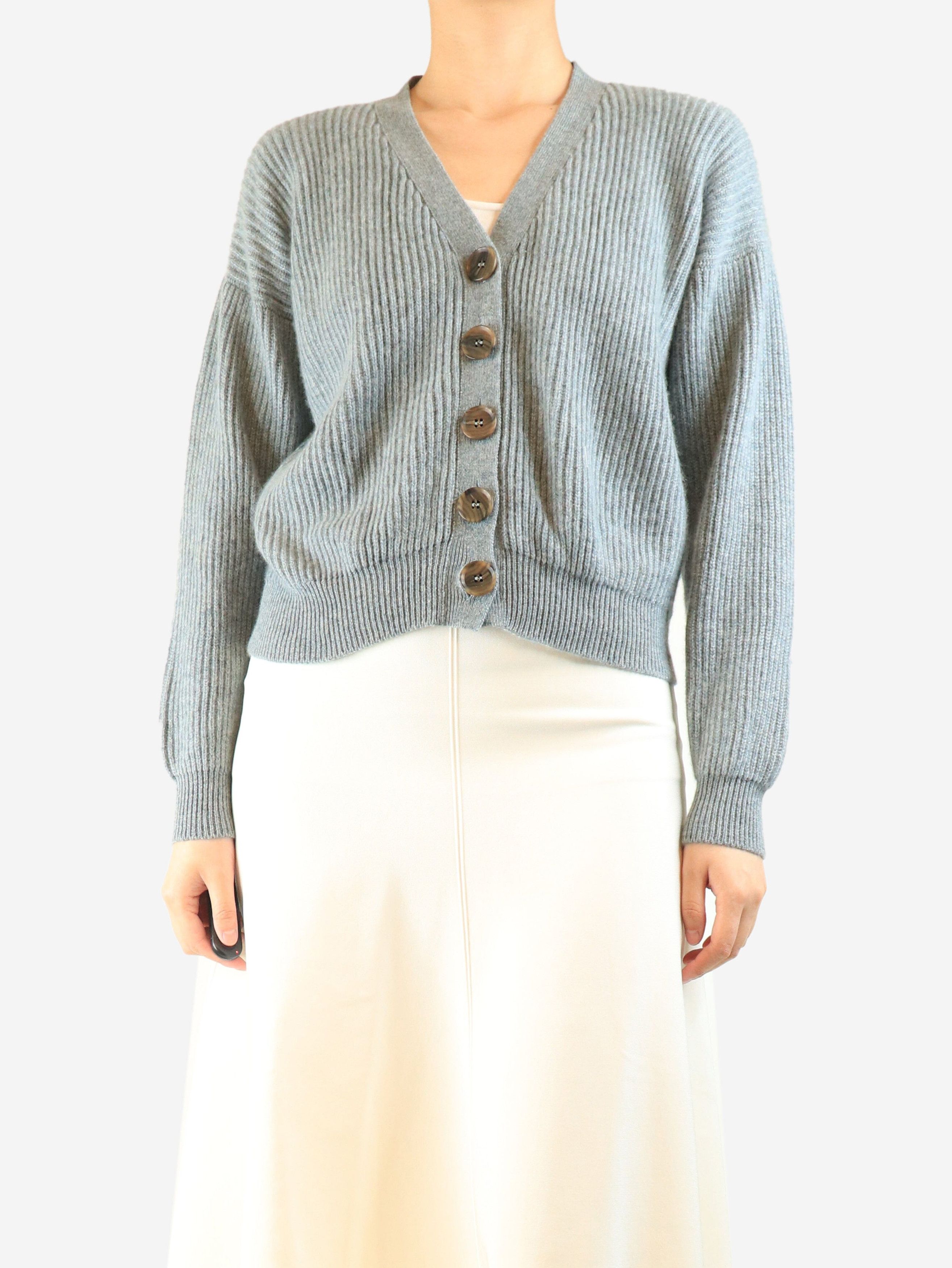 Other Blue ribbed cashmere cardigan - UK 10 Size M / US 6-8 / IT 42-44 - 1 Thumbnail