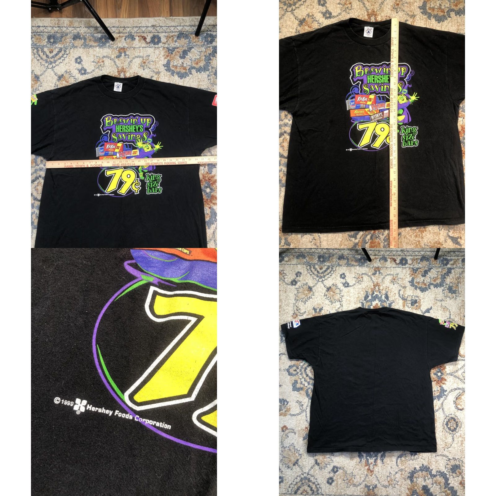 Delta VINTAGE Hershey Shirt Mens 2XL Black Brewin Up Savings Graphic Tee 1999 US Made Candy Halloween 90s Mens Shirt Size US XXL / EU 58 / 5 - 8 Thumbnail
