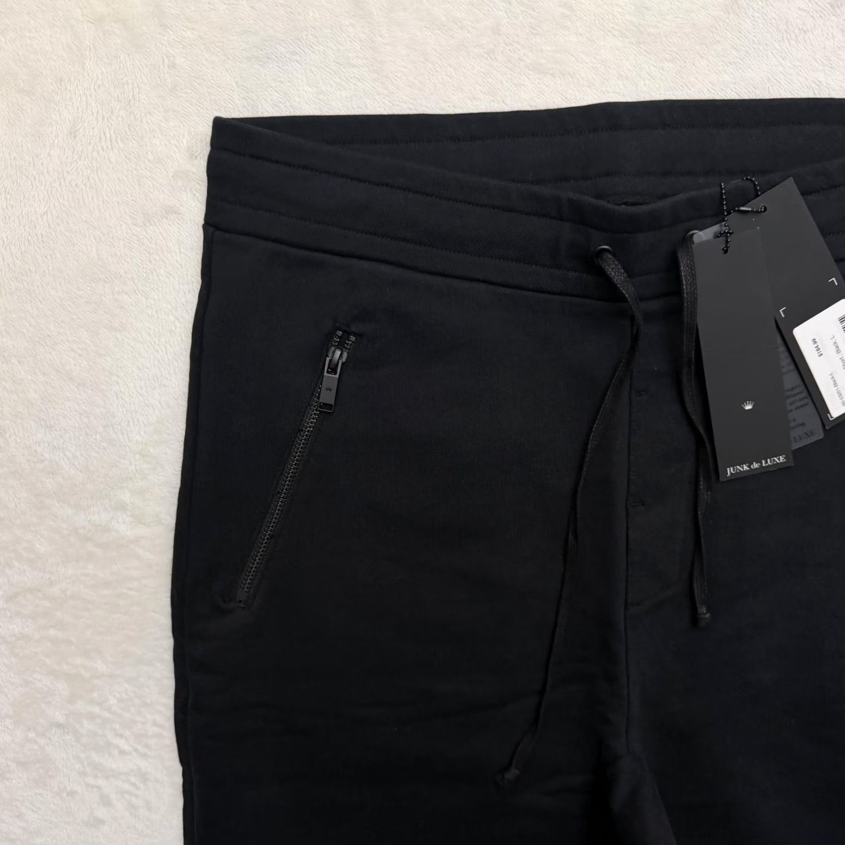 Vintage JUNK de LUXE Sweat Shorts Mens Large 32 Black Fleece Pockets Drawstring Elastic Waist Sweat Size US 33 - 4 Thumbnail