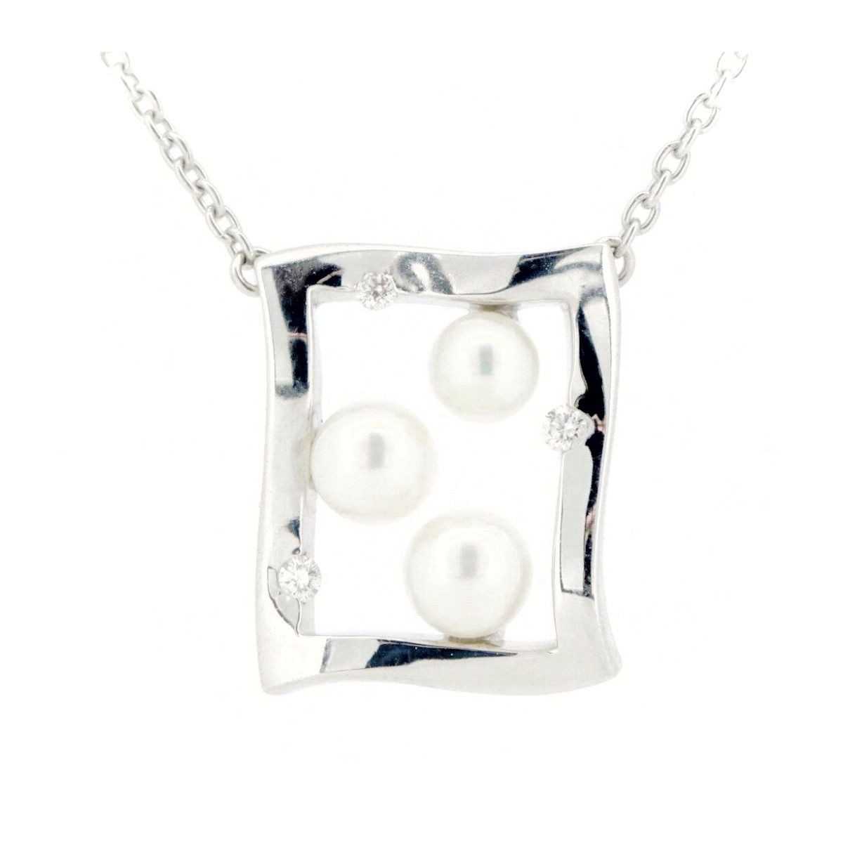 Mikimoto Mikimoto Mikimoto K18WG Pearl Diamond Necklace Calfskin Necklace DUTY FREE for USA Size ONE SIZE - 1 Thumbnail