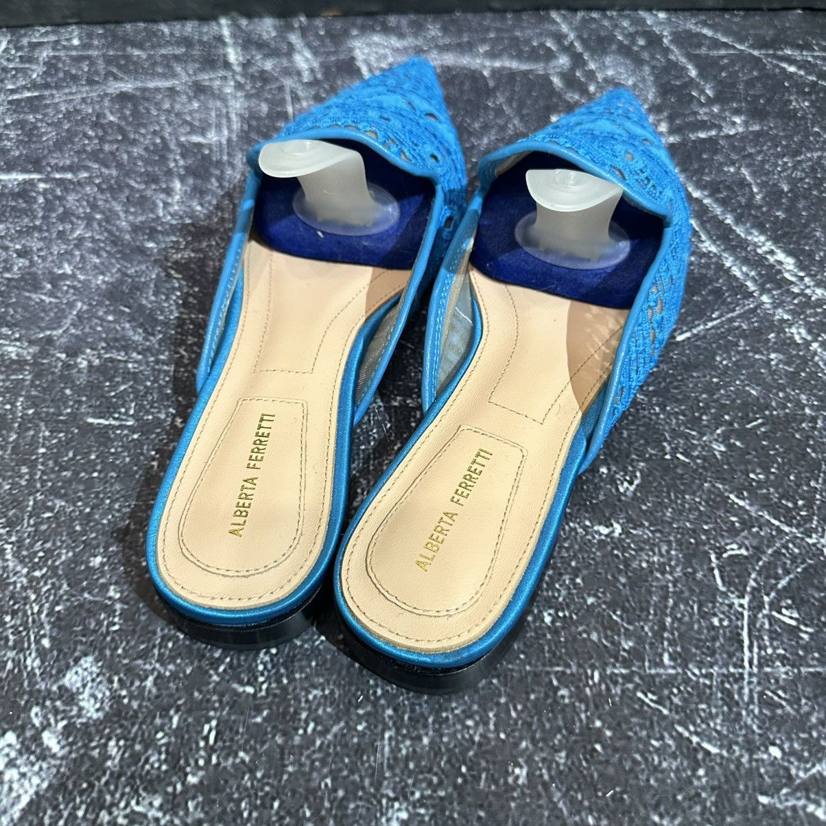 Alberta Ferretti Alberta Ferretti Blue Lace and Satin trim Flat mules size 41 Size US 11 / IT 41 - 10 Thumbnail