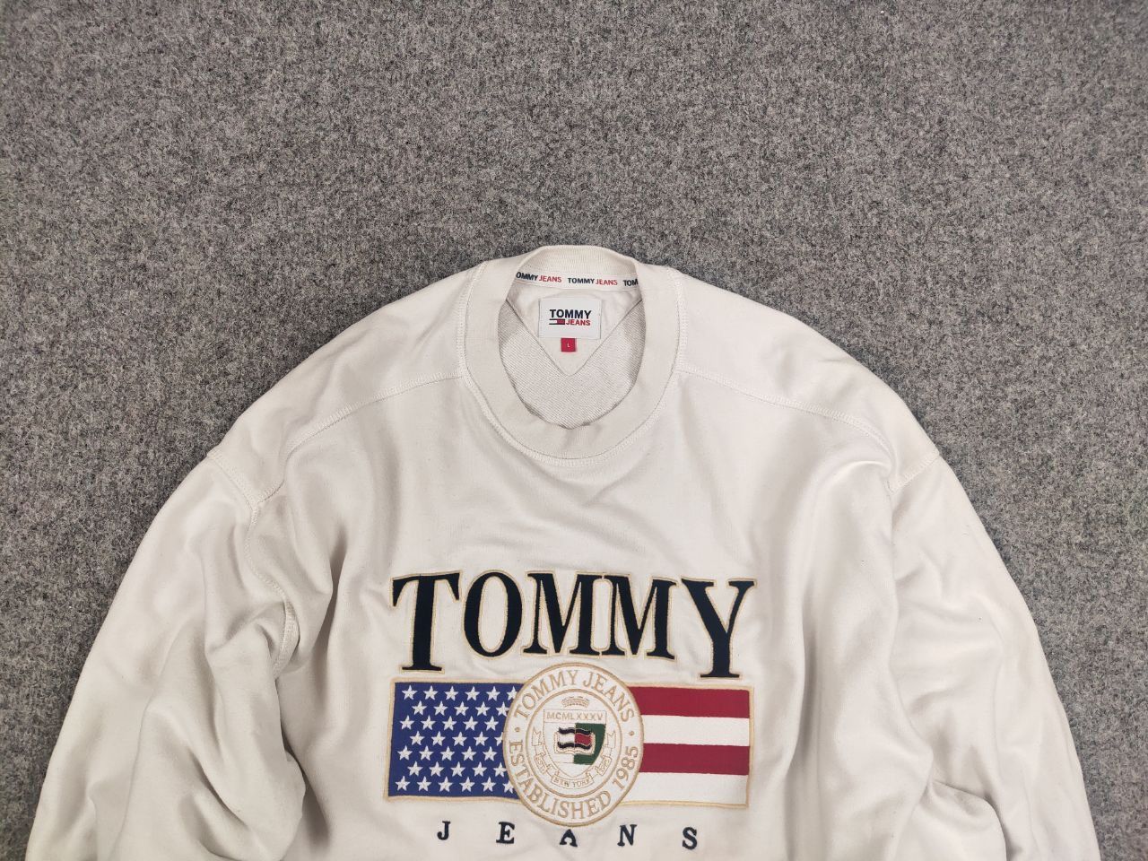 Tommy Hilfiger Tommy Jeans Crew Chek Embroidered Sweatshirt Vintage Style Size US M / EU 48-50 / 2 - 8 Thumbnail