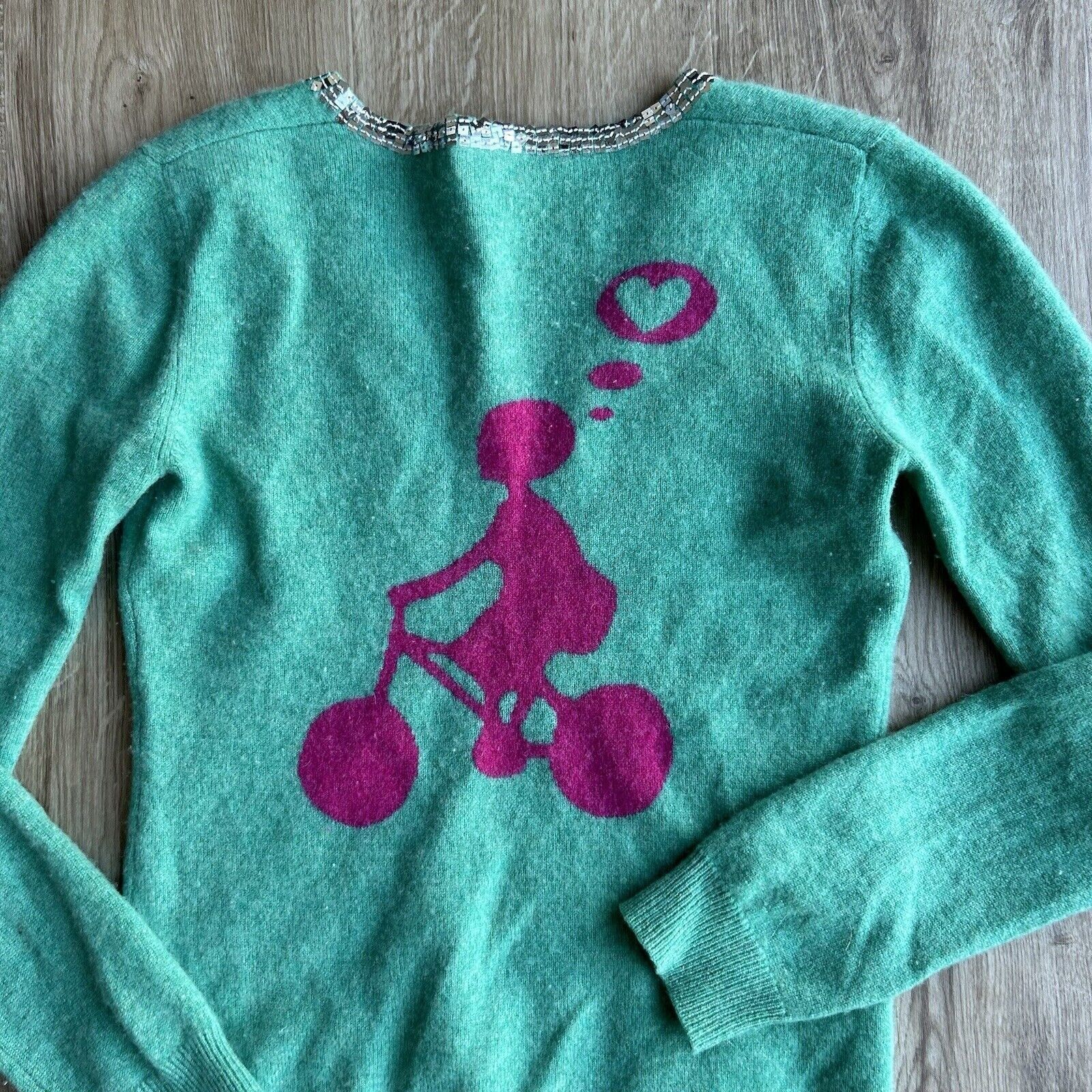 Escada Sport Escada Sport Top Green Cashmere Pullover Sweater Top Beaded Size M / US 6-8 / IT 42-44 - 9 Thumbnail