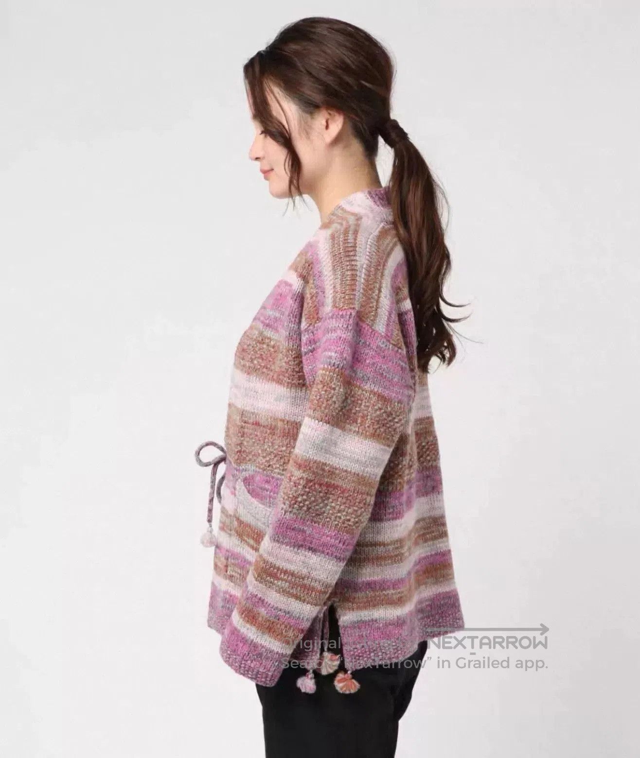 Pink Knit Cardigan Sweater from Japan.