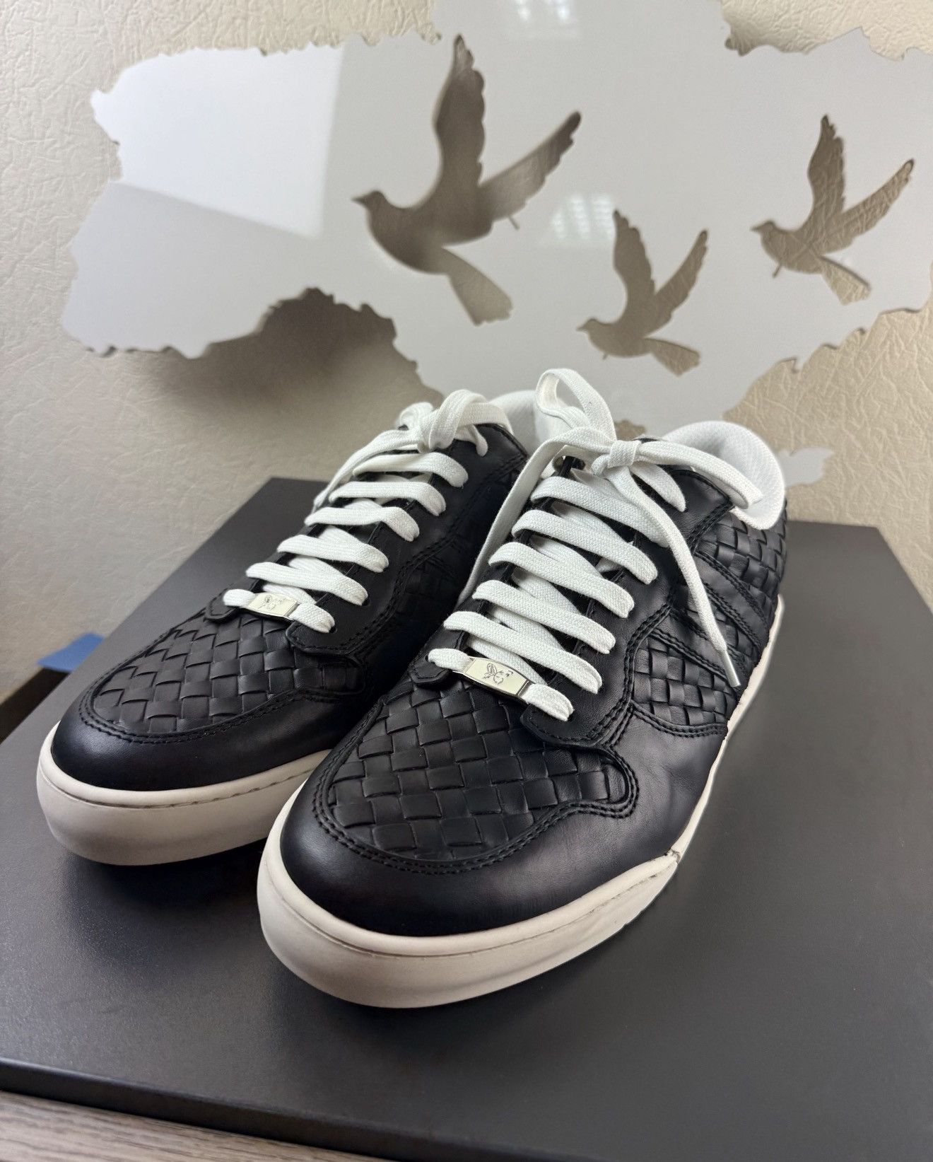 Bottega Veneta NEW* BOTTEGA VENETA Intreciatto Leather Woven Sneakers Black Size US 9 / EU 42 - 2 Thumbnail