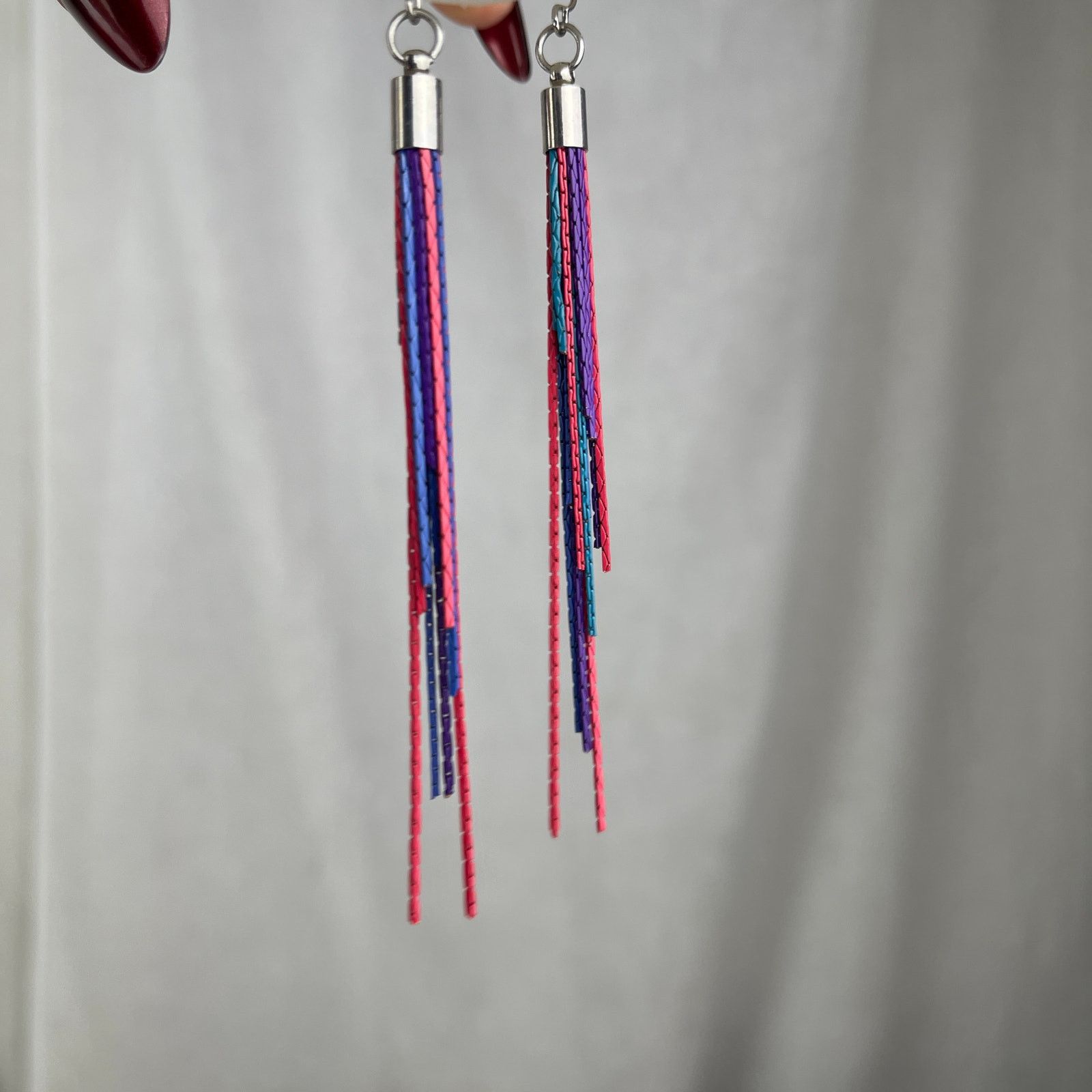 Other Colorful Chain Link Fringe Earrings Purple Teal Pink Blue Size ONE SIZE - 19 Thumbnail