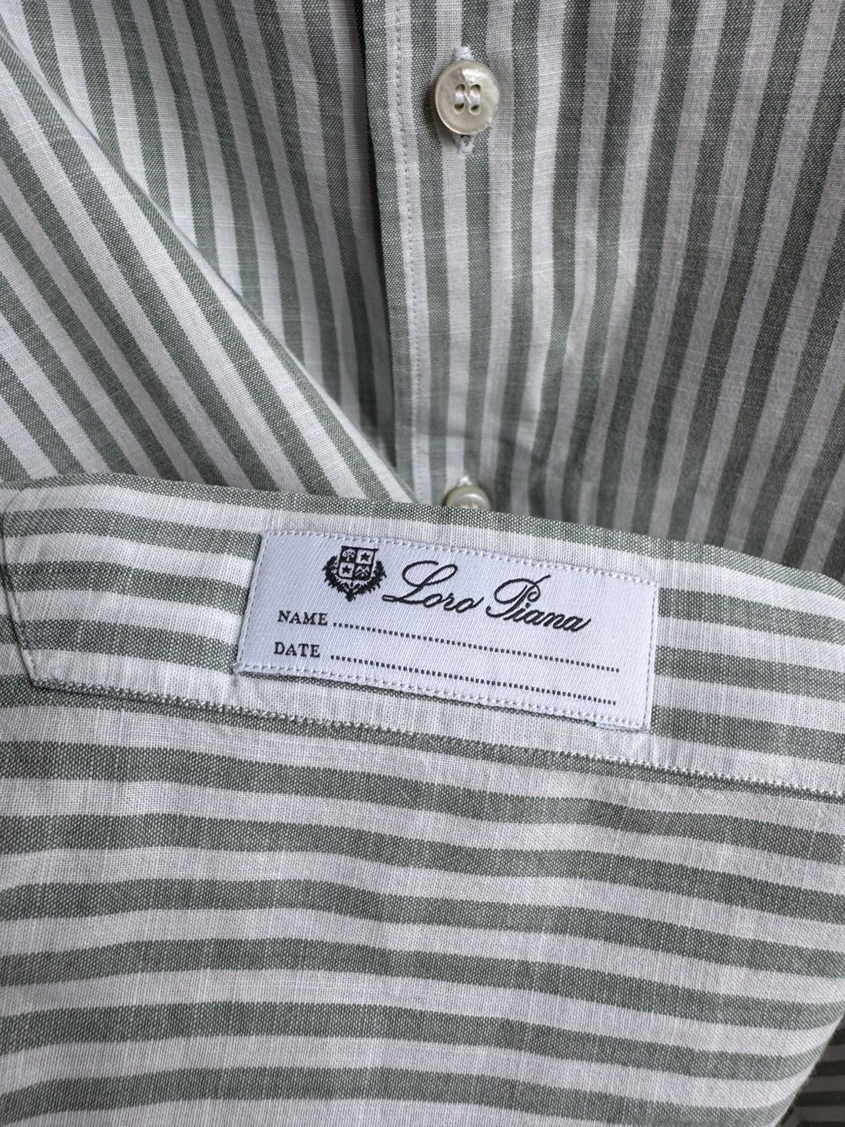 Loro Piana Loro Piana Striped Cotton Button Up Shirt Long Sleeve Green Size US XXL / EU 58 / 5 - 7 Thumbnail
