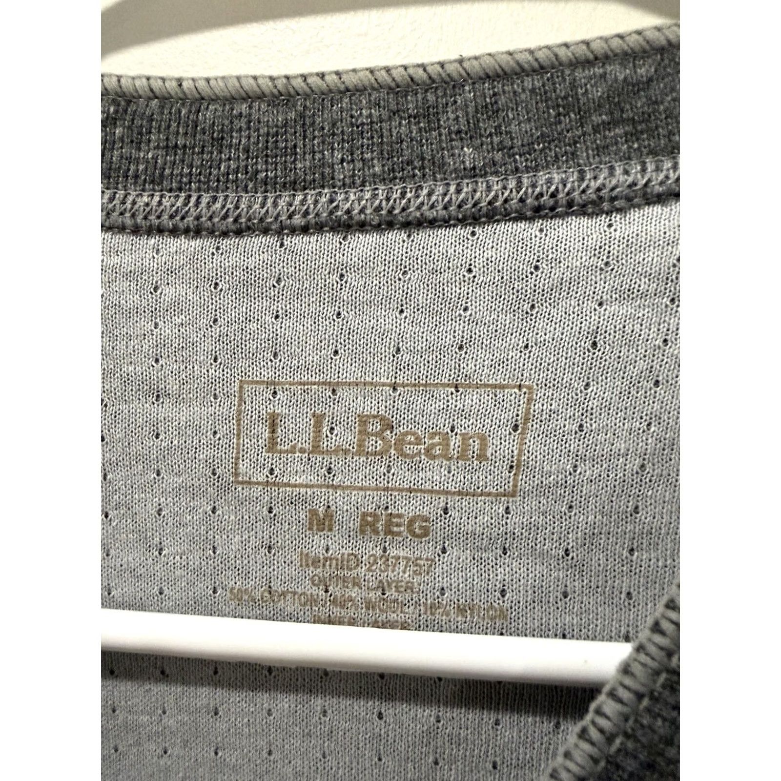 Vintage LL Bean River Driver Shirt Mens M Gray Knit Thermal Button-Up Crew Neck Two Layer Wool Cotton Nylon Fall Winter Spring Casual Workwear Size US M / EU 48-50 / 2 - 3 Thumbnail