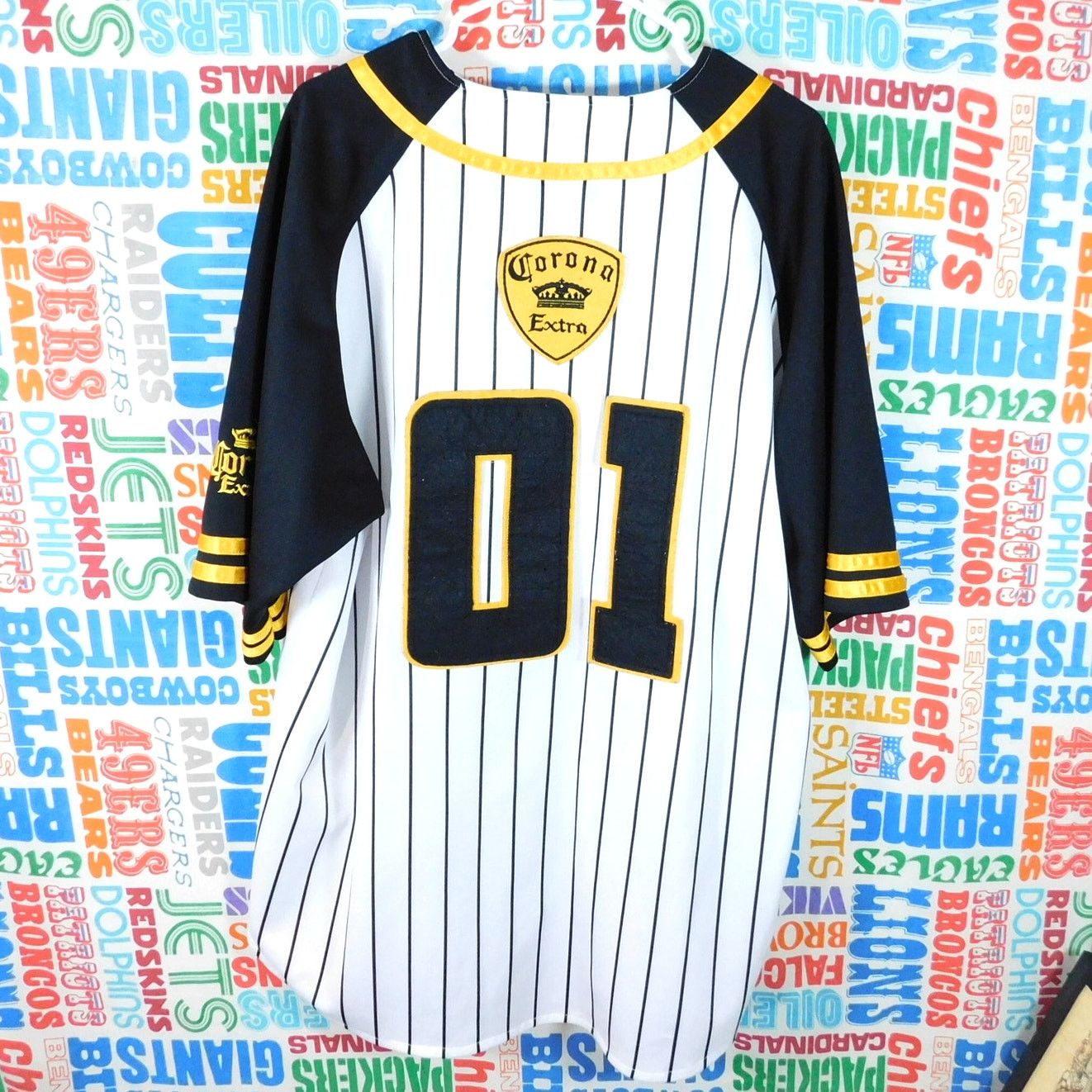 MLB Corona Beer Baseball Jersey Size XL Sewn Felt Button Front Size US XL / EU 56 / 4 - 2 Thumbnail