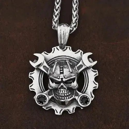 Jewelry Mechanical Skull Necklace Pendant Size ONE SIZE - 4 Thumbnail