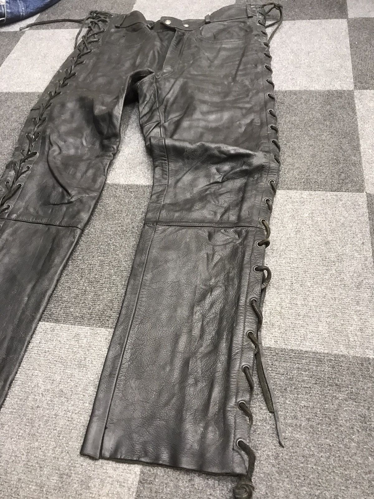 Genuine Leather HARRO STREETWEAR Side Lace Cowboy Leather Pant Size US 37 - 2 Thumbnail