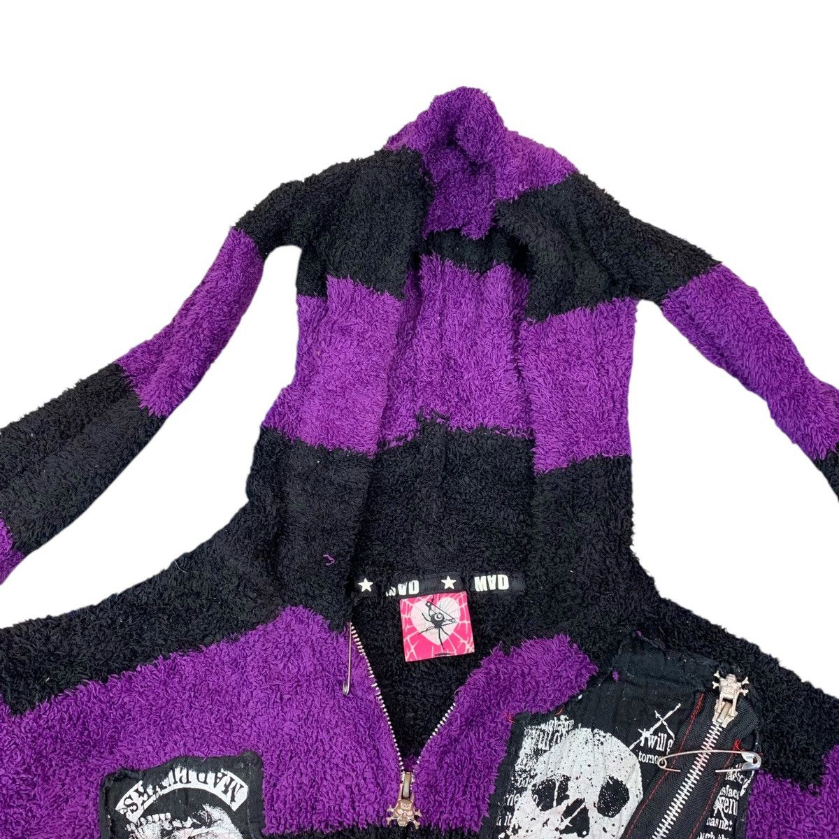 Japanese Brand Vintage Mad Punks Patchwork Cardigan Hoodie Sweater Gothic Size US S / EU 44-46 / 1 - 4 Thumbnail