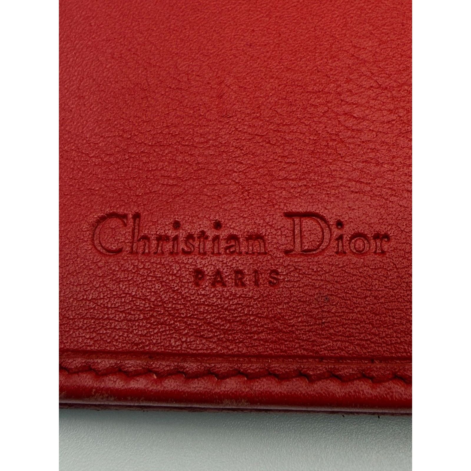 Dior Christian Dior Lady Dior Red Wallet Cannage Studded Lambskin Size ONE SIZE - 4 Thumbnail