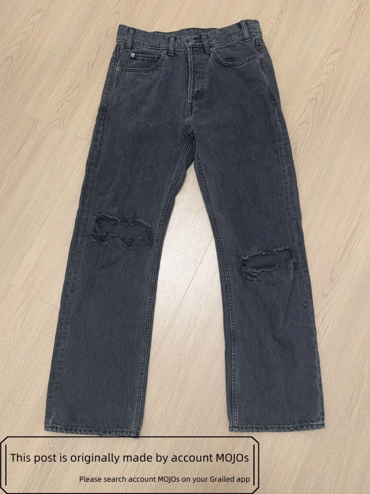 Sz 29 Celine Kurt Charcoal Vintage Black Denim Distressed
