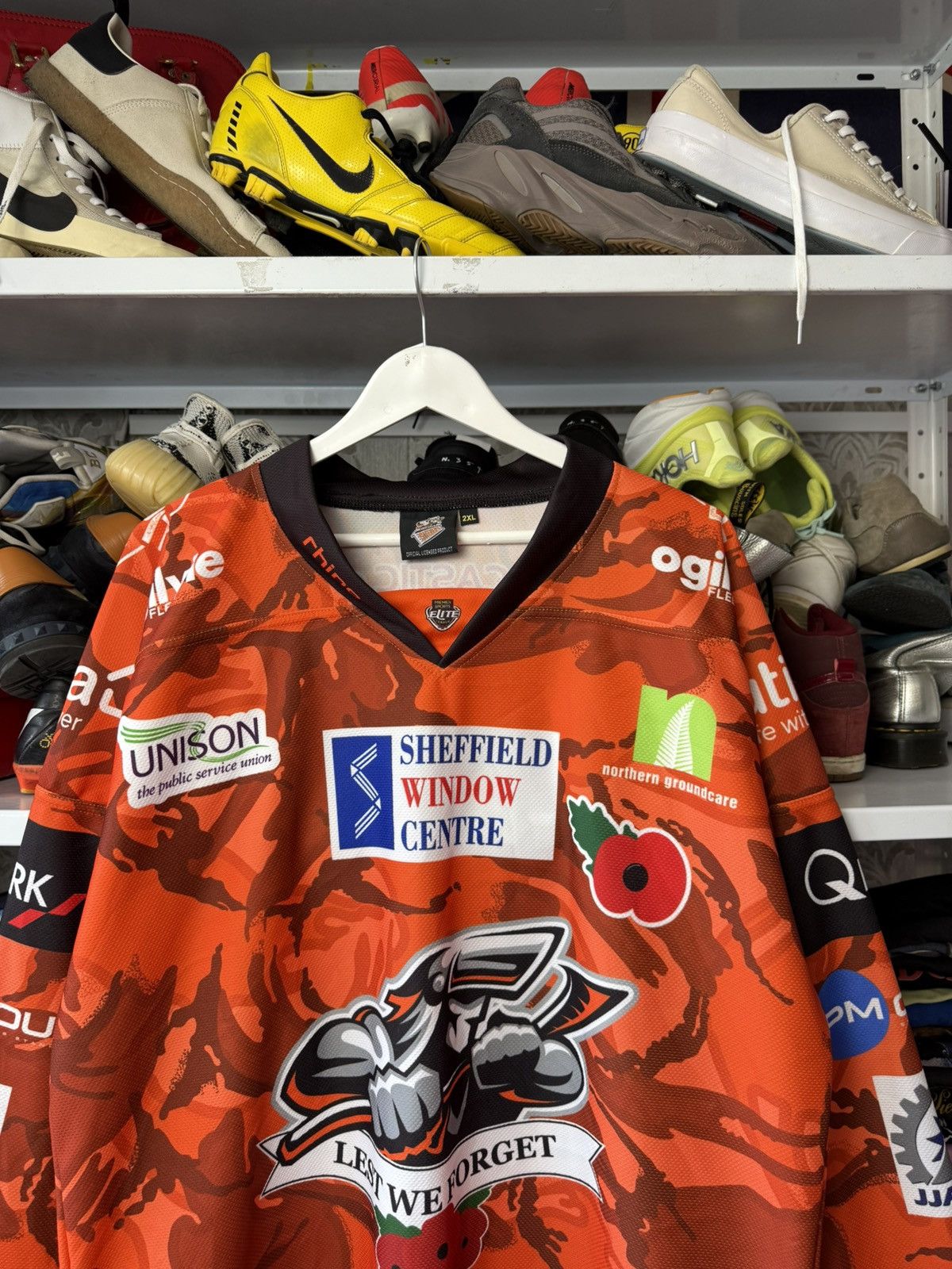 NHL Sheffield Steelers EIHL Remembrance Day J. Phillips #20 Size US XXL / EU 58 / 5 - 2 Thumbnail