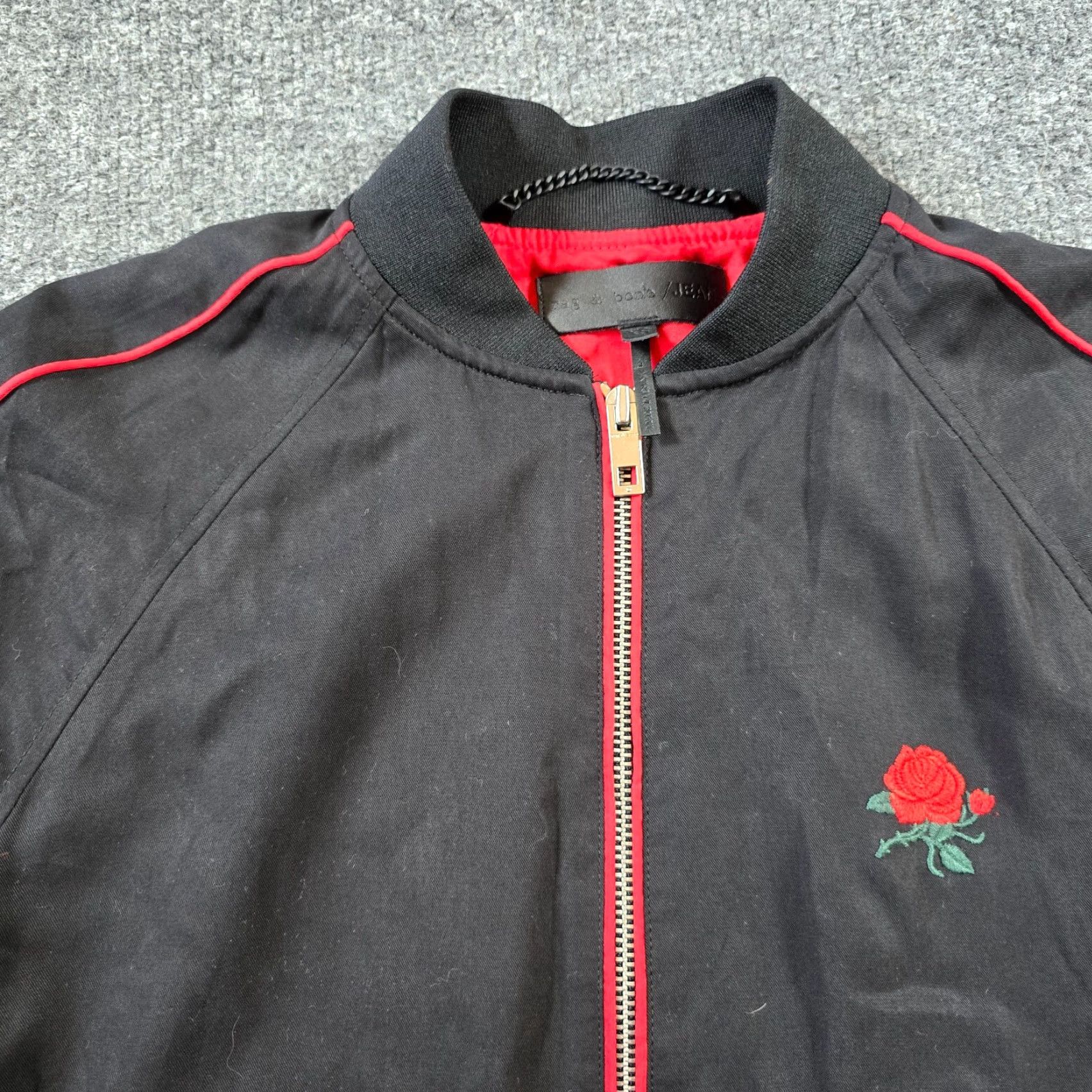 Rag & Bone Rag & Bone Jacket Womens XS Black Bomber Embroidery Satin Full Zip Casual Size XS / US 0-2 / IT 36-38 - 2 Thumbnail
