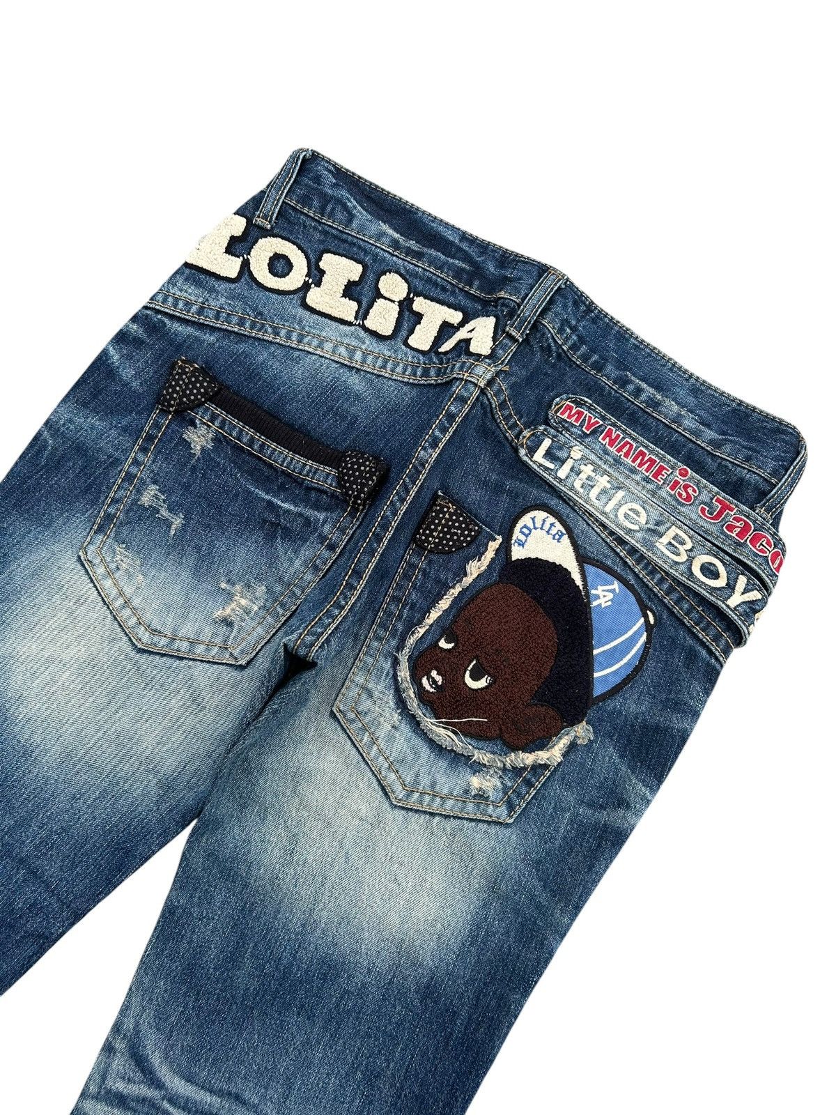 Kapital YOSHITOMO NARA LOLITA Exotic Vintage Distressed Denim Jeans Size US 33 - 2 Thumbnail