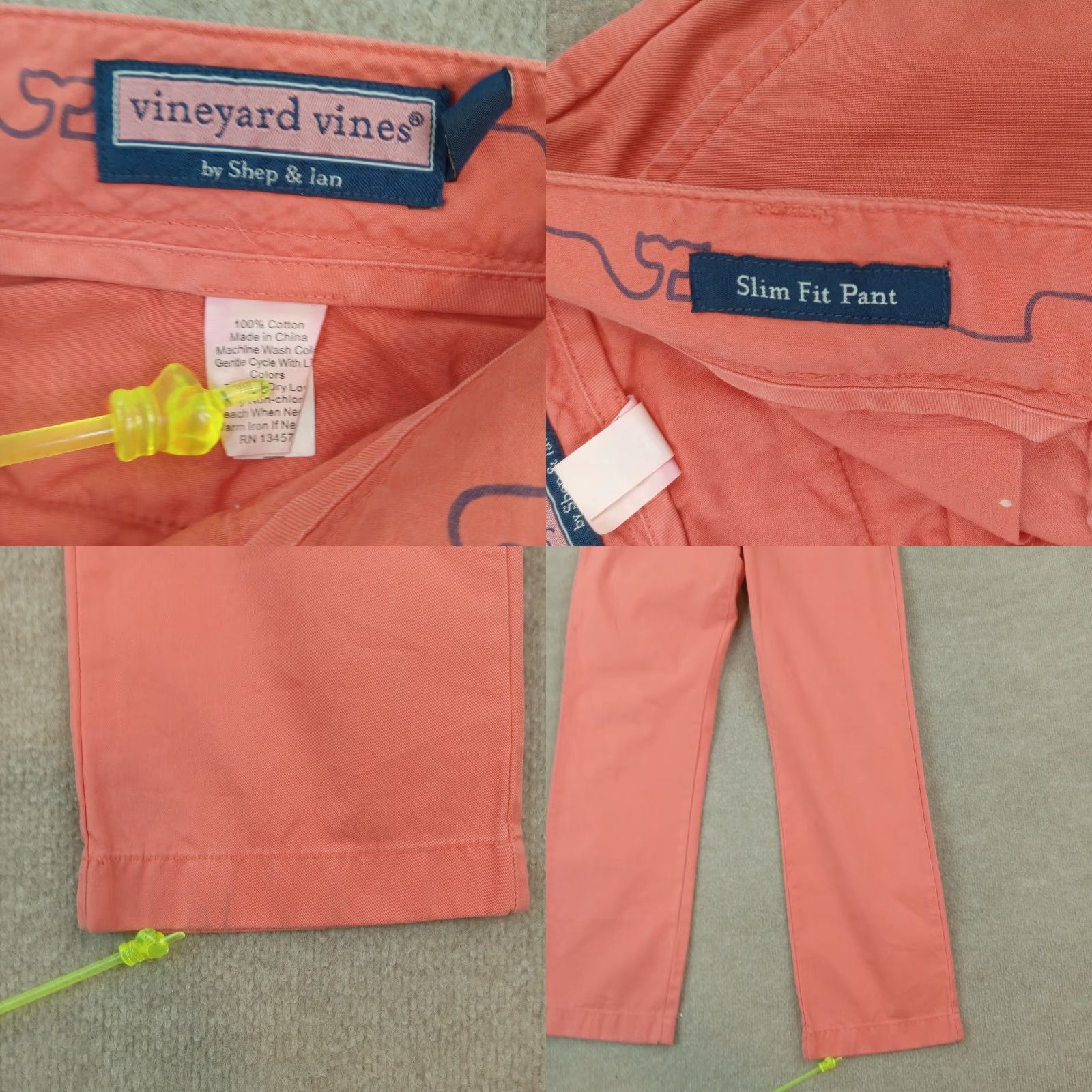 Vineyard Vines Vineyard Vines Mens Pants 30x30 Extra Large XL Orange Chino Slim Fit Flat Front Size US 30 / EU 46 - 8 Thumbnail