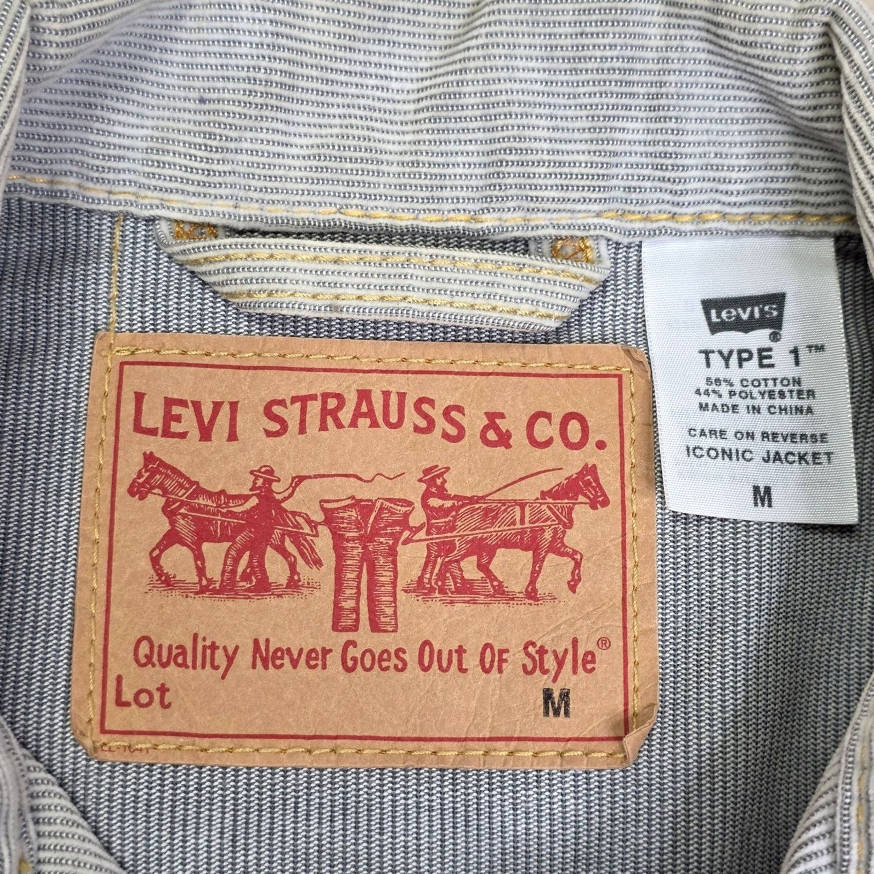 Levi's Levi's Type 1 Corduroy Iconic Jacket Mens Medium Gray Striped Button Snap Pocket Front Size US M / EU 48-50 / 2 - 5 Thumbnail