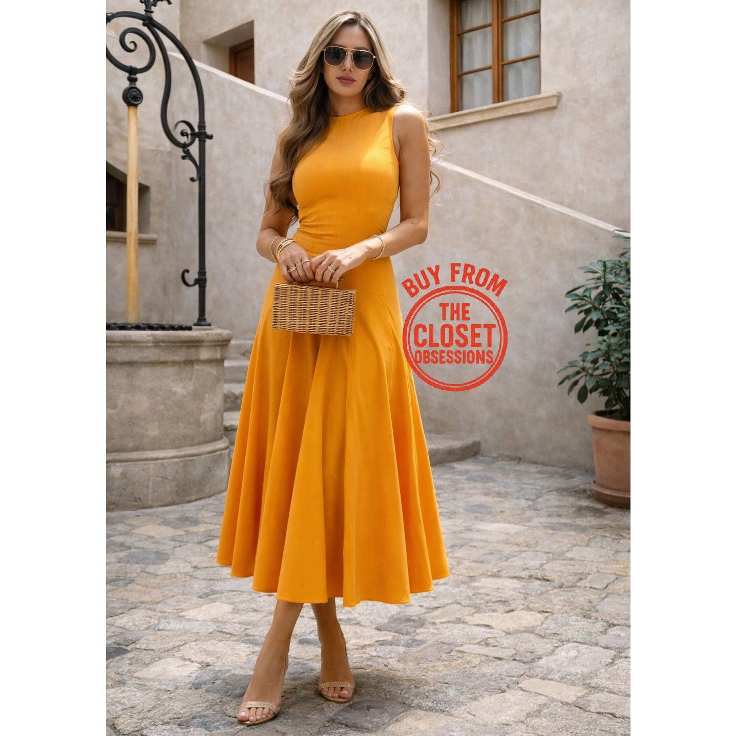 Zara ZARA Orange A-Line Midi Dress NWT Size L / US 10 / IT 46 - 6 Thumbnail