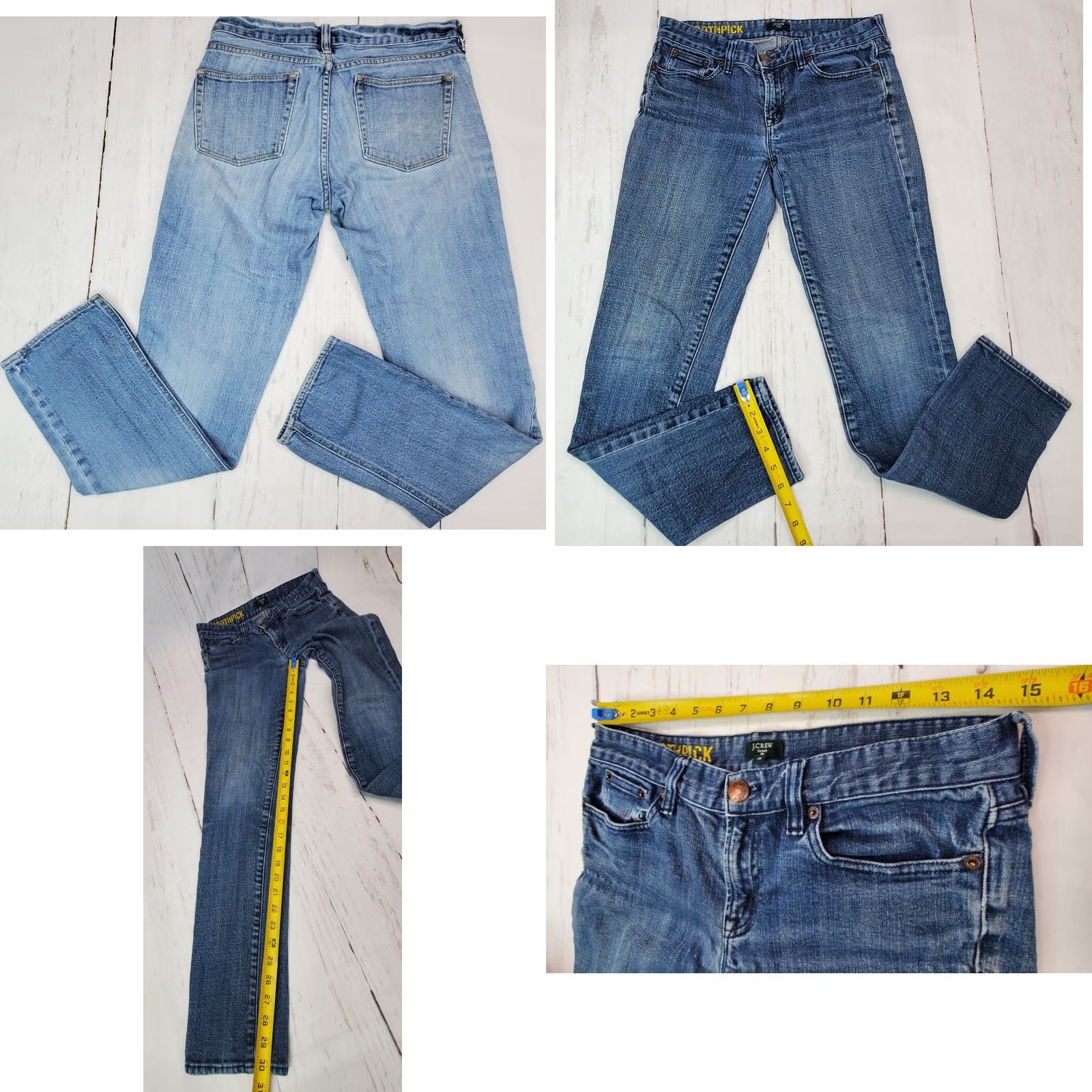J.Crew J.CREW Toothpick Jeans 30x30 Blue Stretch Denim 2x Light & Dark Wash Women’s 28 Regular Waist 30 Inseam Belt Loops 5-Pocket Vintage: No Size 30" / US 8 / IT 44 - 8 Thumbnail