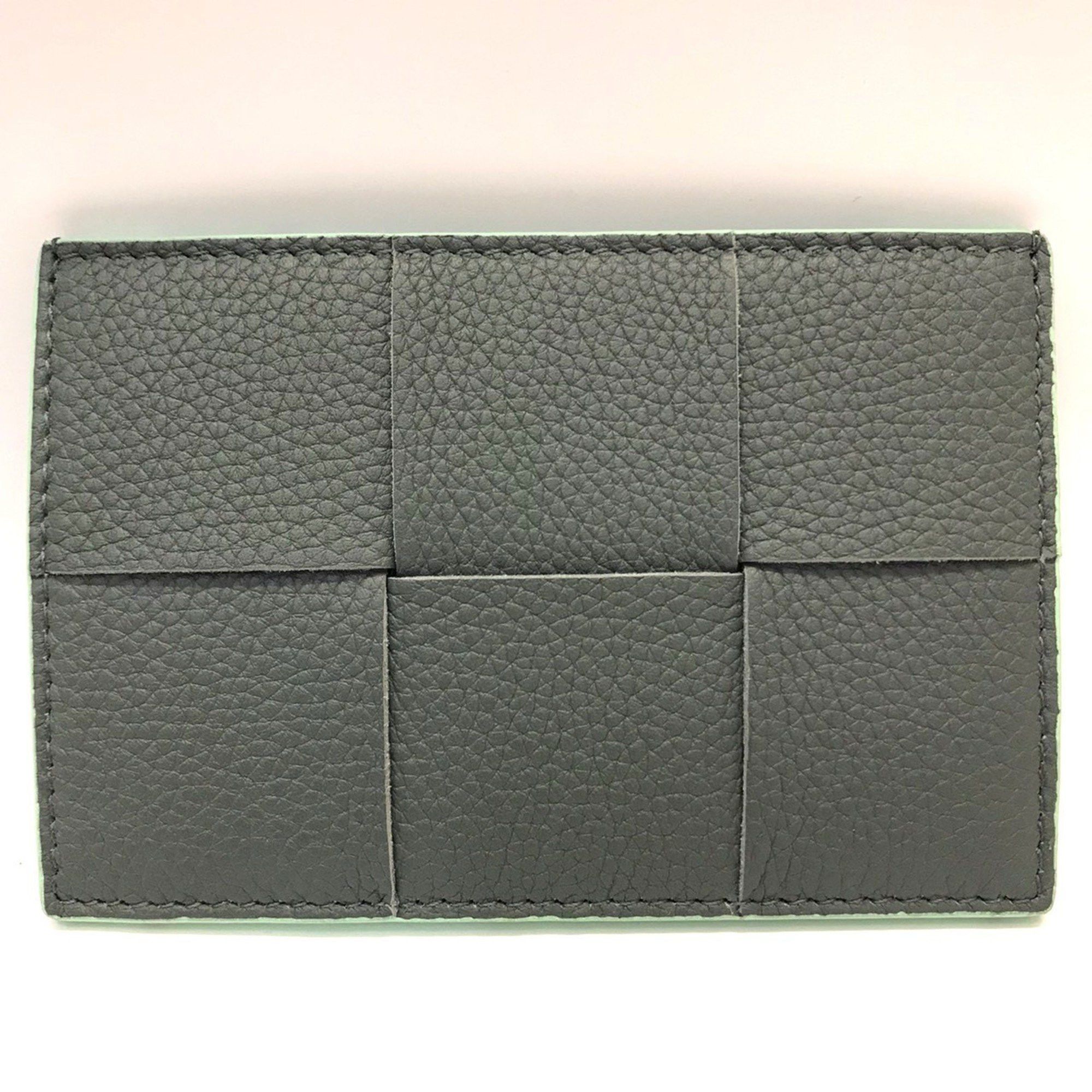 Bottega Veneta Bottega Veneta Nappa Business Card Holder/Card Case Intrecciato Calf Leather Gray x Green 651401 BOTTEGA VENETA Size ONE SIZE - 1 Thumbnail