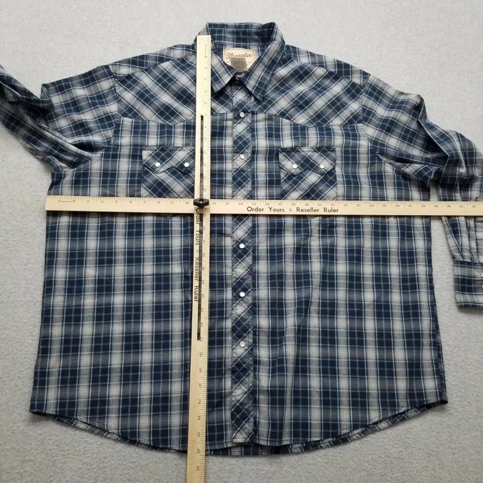 Wrangler Wrangler Western Shirt Men 2XL Plaid Pearl Snap Oversized Size US XXL / EU 58 / 5 - 7 Thumbnail