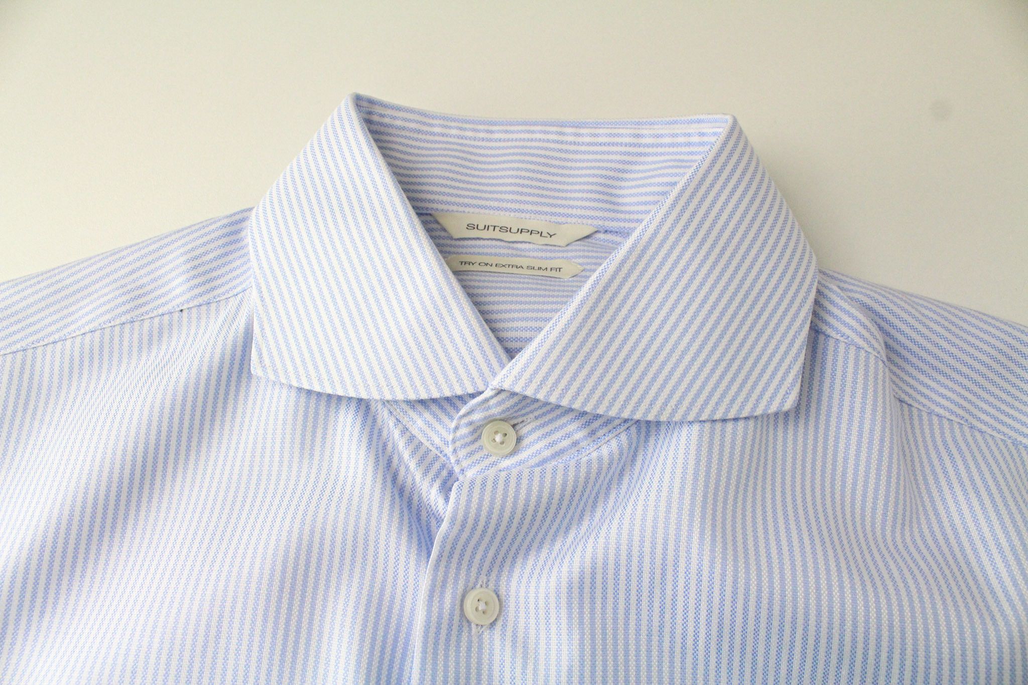 Suitsupply 40L/15 3/4L Extra Slim Blue Cotton Striped 72278 Size 40L - 3 Thumbnail