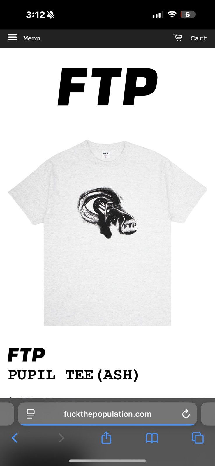 Fuck The Population Fuck The Population PUPIL TEE (WHITE) Size US L / EU 52-54 / 3 - 3 Thumbnail