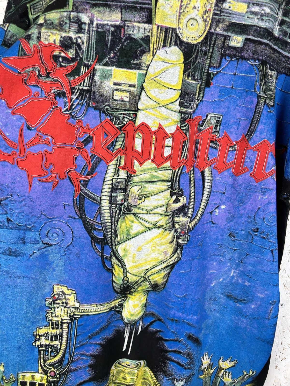 Band Tees 90s Sepultura Chaos A.D. AOP Allover Print Album T-Shirt Size US L / EU 52-54 / 3 - 8 Thumbnail