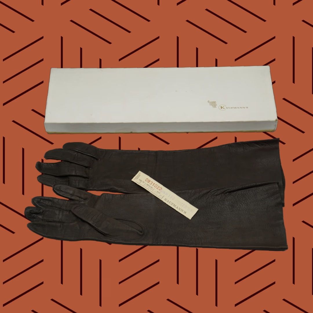 Vintage VINTAGE Kaufmanns Brown Leather Opera Gloves 6.5 Boxed Women Size ONE SIZE - 1 Thumbnail