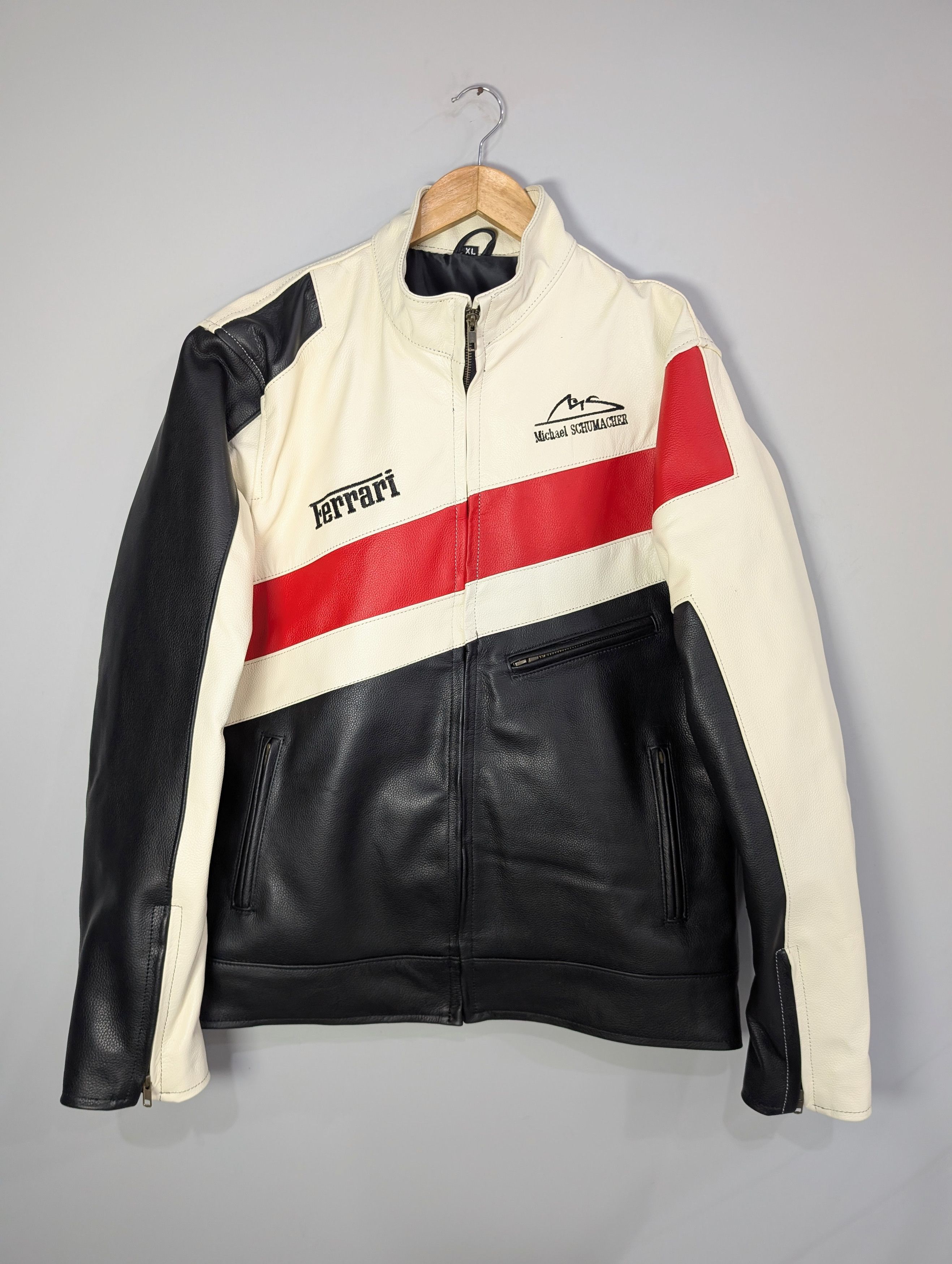 Vintage 🔥Ferrari 🔥 Formula 1 Racing Real Cowhide Leather Jacket Size L / US 10 / IT 46 - 1 Thumbnail