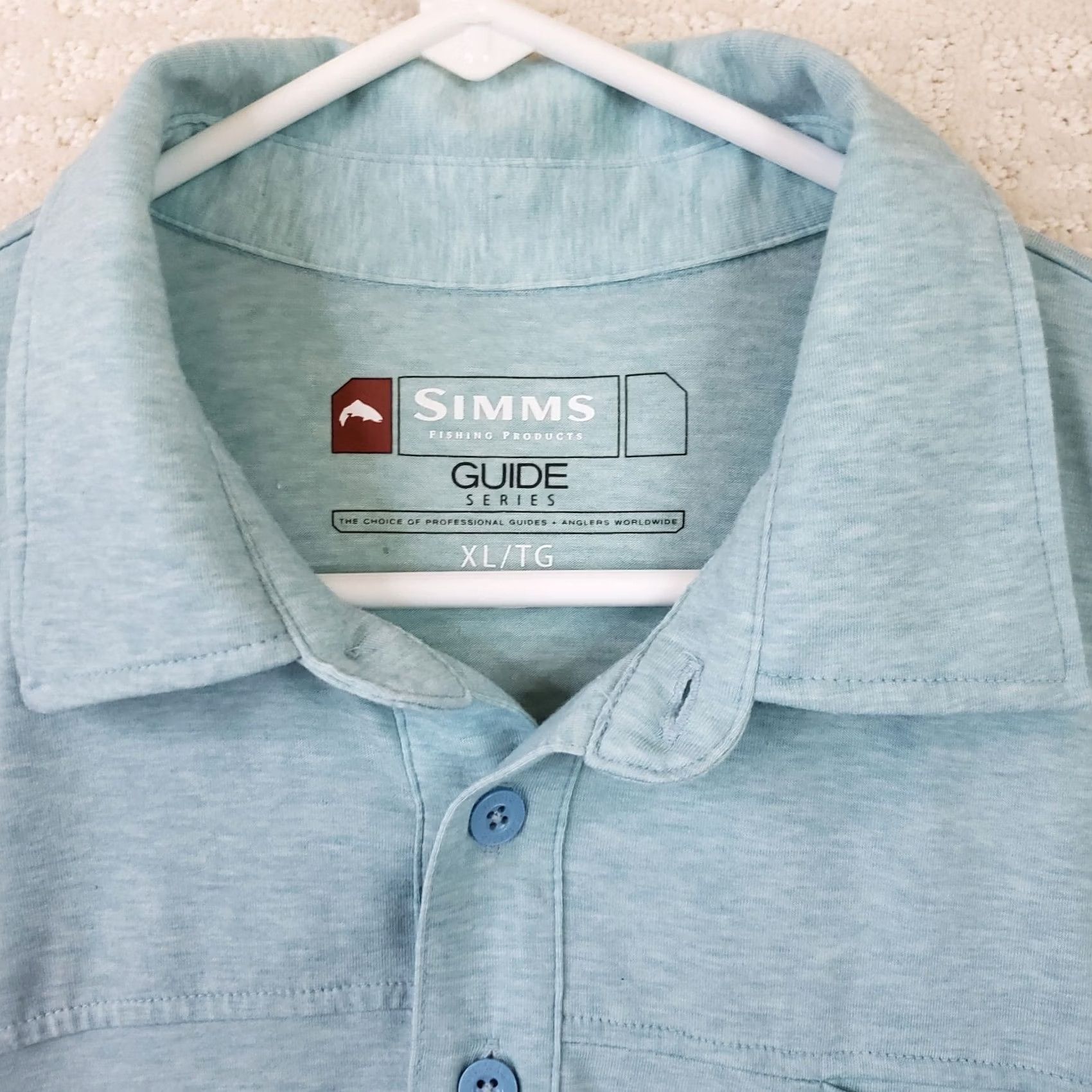 Vintage Simms Men's L Blue Guide Series Short Sleeve Polo Shirt Fishing Casual Size US L / EU 52-54 / 3 - 5 Thumbnail