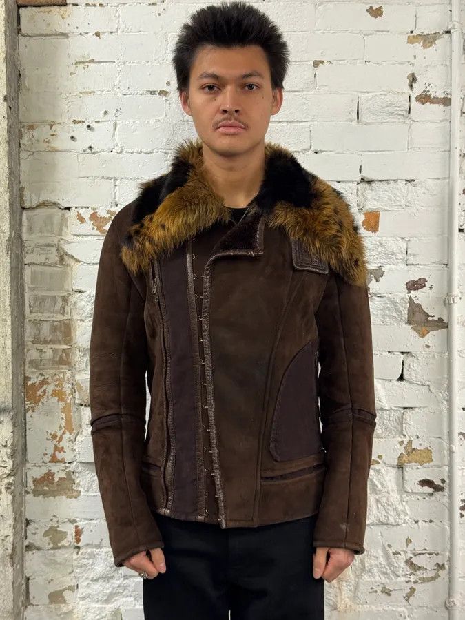 Roberto Cavalli 2000s Roberto Cavalli Fur Shearling Brown Leather Jacket Size US M / EU 48-50 / 2 - 2 Thumbnail