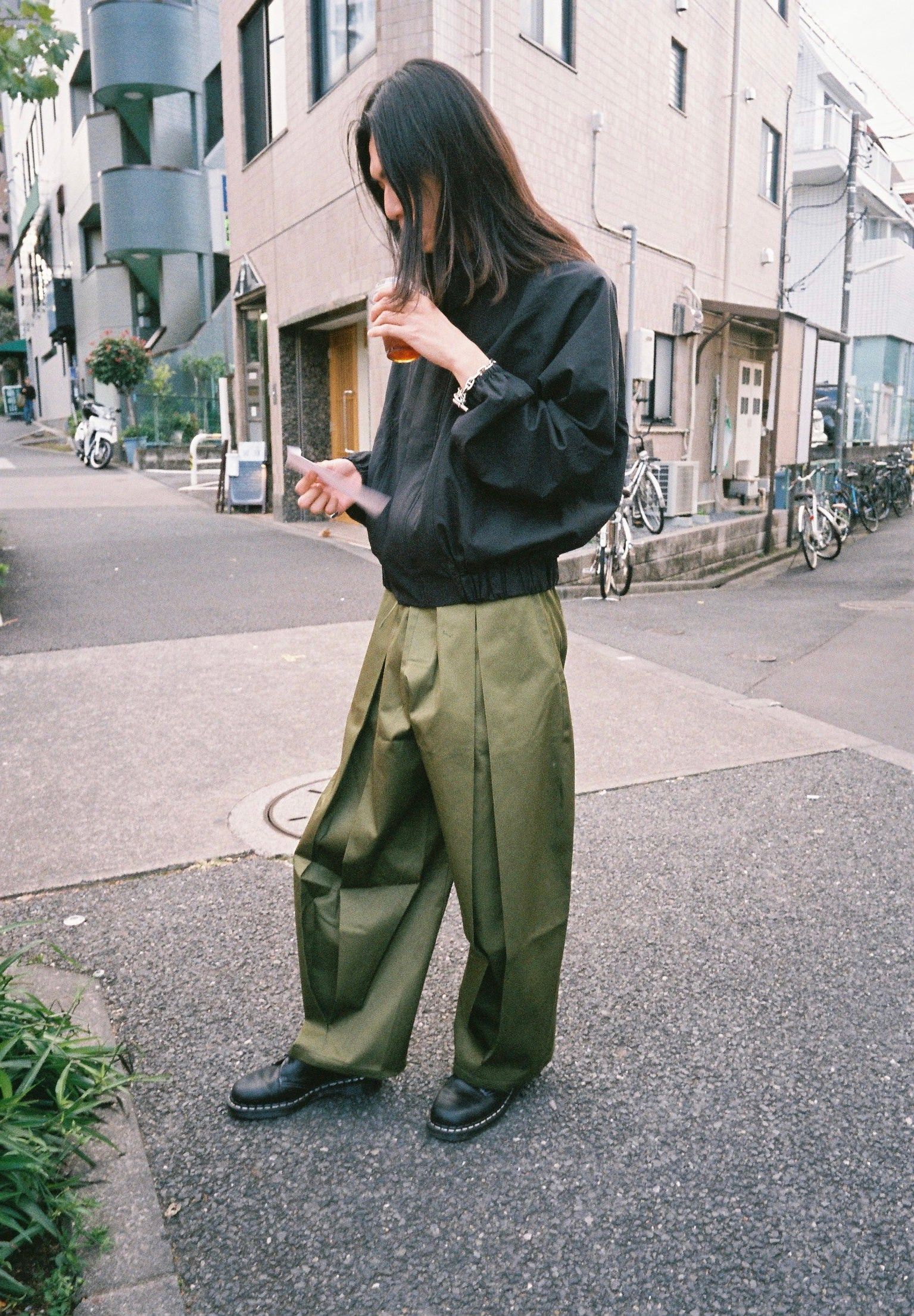 Box Pleat Trousers - Khaki Green