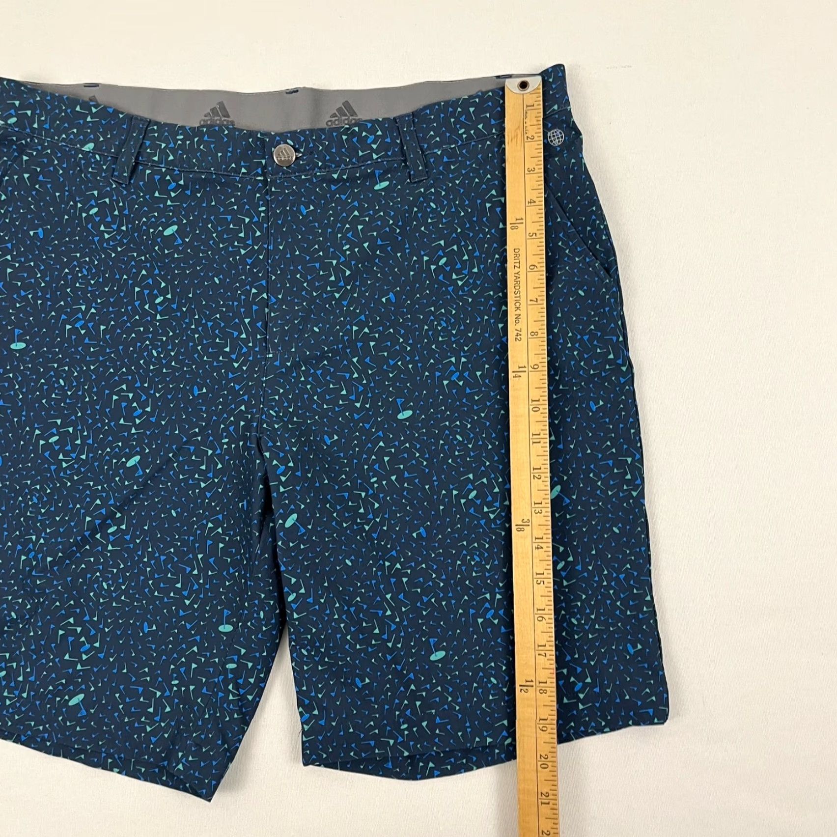 Adidas Adidas Chino Shorts Mens 34 X 9" Blue Golf Ultimate Flag Printed Casual Stretch Chino Shorts Size US 34 / EU 50 - 4 Thumbnail