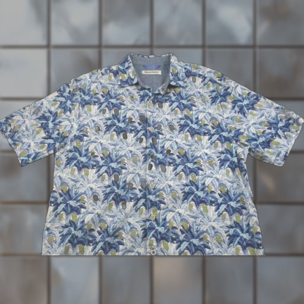 Tommy Bahama Tommy Bahama Shirt Mens Medium Blue Tropical Leaf Print Short Sleeve Button Up Shirt Size US M / EU 48-50 / 2 - 1 Thumbnail