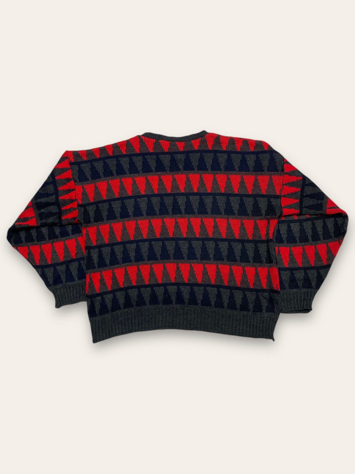 Vintage 90s Vintage ANDREW PAUL Black Red Triangle Pattern Sweater Size US XL / EU 56 / 4 - 5 Thumbnail