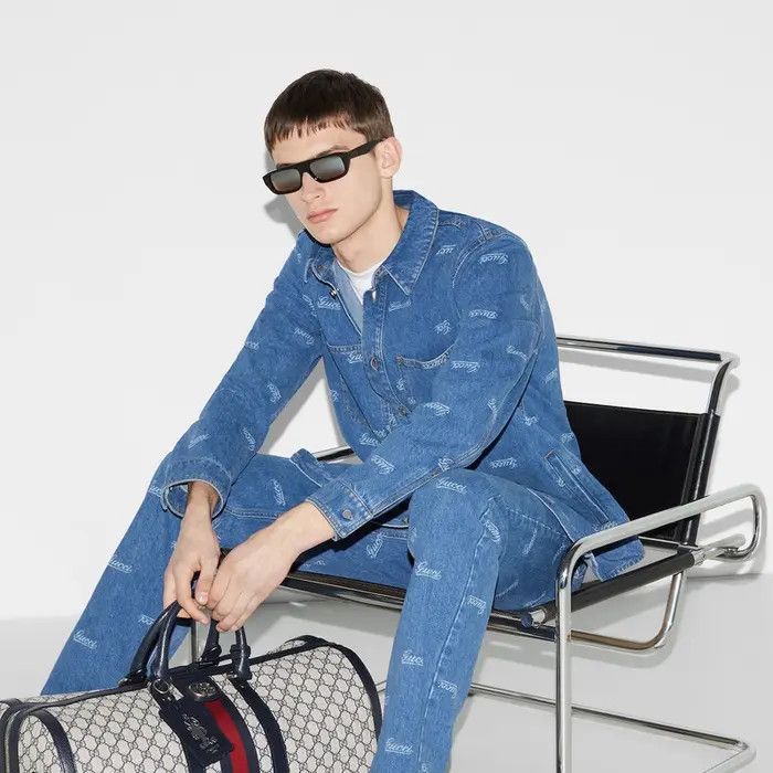 Gucci o1loc1c0226 792629 Denim Shirt With Lasered Gucci Detail Size US S / EU 44-46 / 1 - 8 Thumbnail