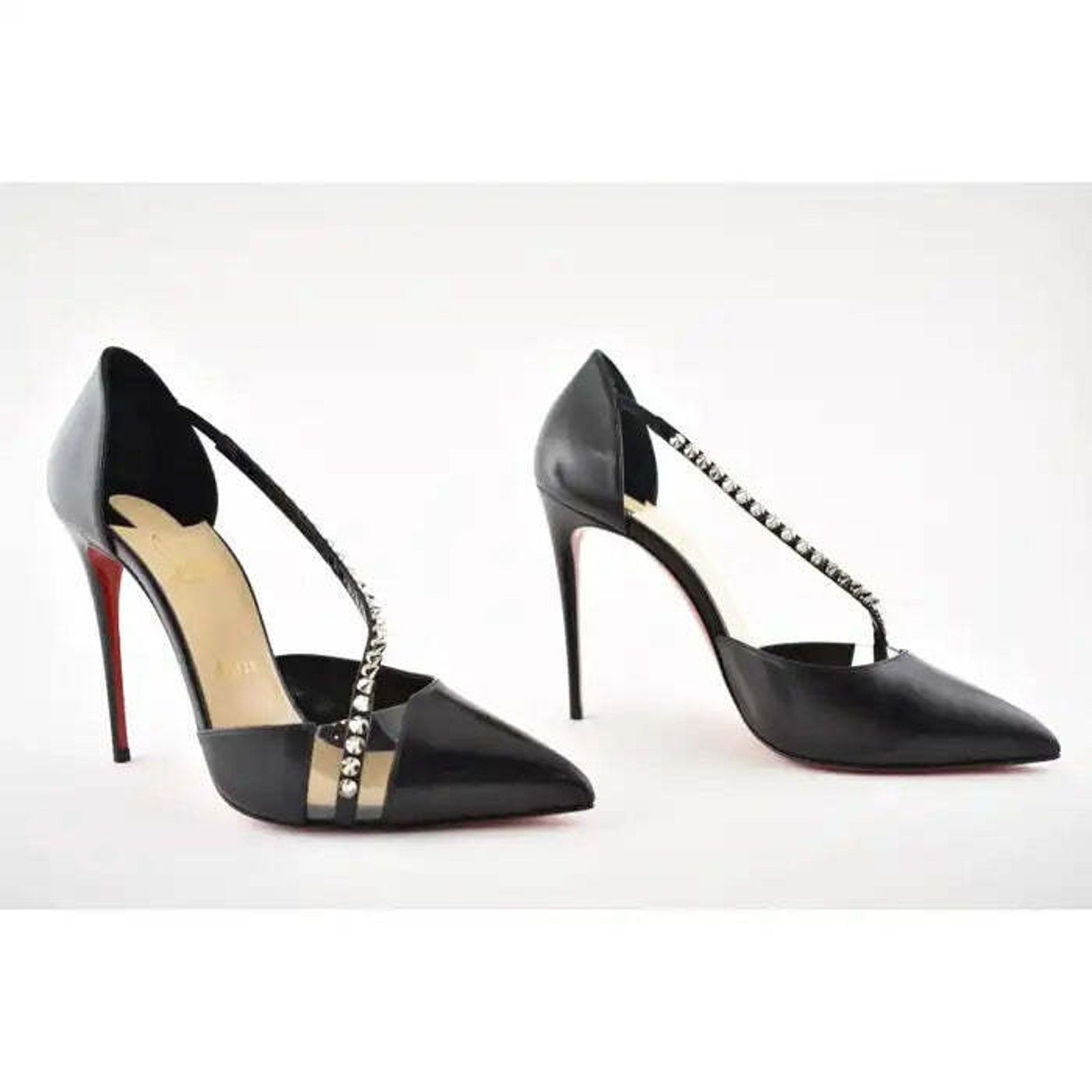 Christian Louboutin Christian Louboutin Spike Cross 100 Black PVC Silver Size US 5.5 / IT 35.5 - 4 Thumbnail