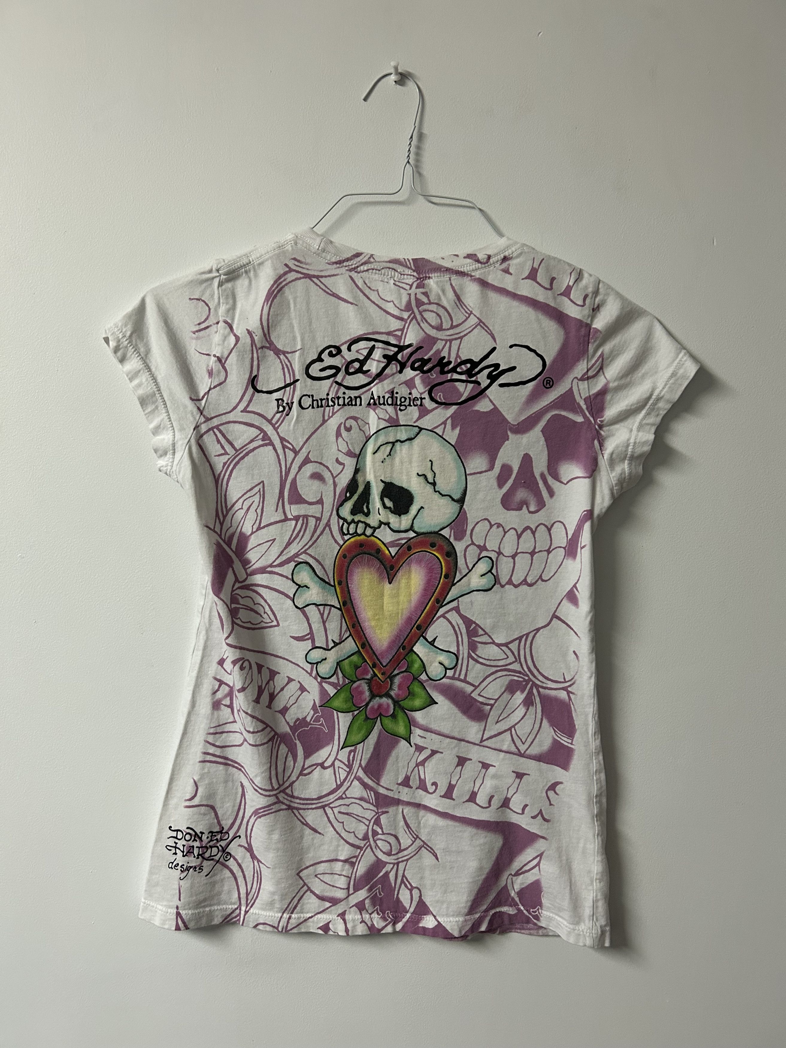 Ed Hardy Ed Hardy Y2K crystalled baby tee Size S / US 4 / IT 40 - 2 Thumbnail