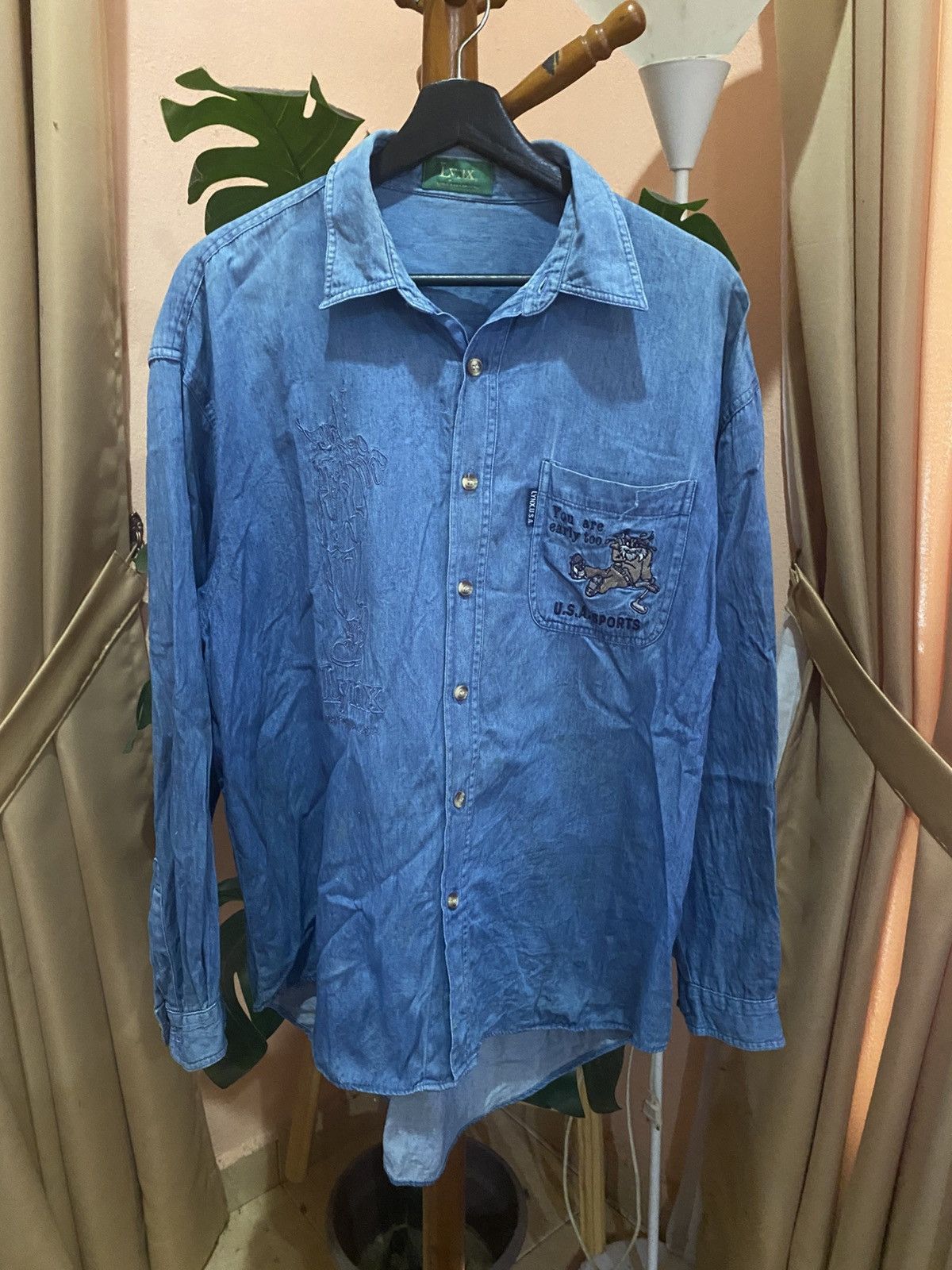 Vintage Vintage Lynx (Ly-IX) Denim Shirt 90s U.S.A Sports Embroidery Size US M / EU 48-50 / 2 - 3 Thumbnail