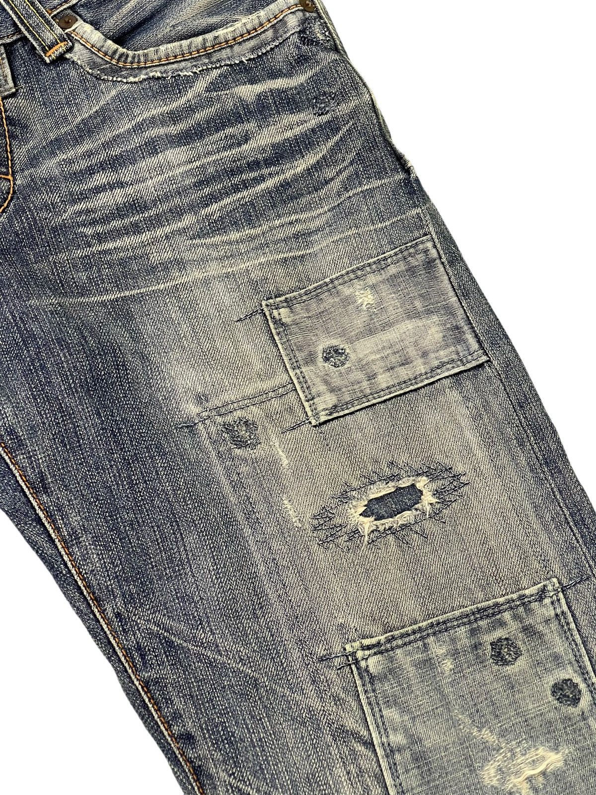 Japanese Brand Boro Jeans Bartacks Japan Patchwork Denim Cropped 7🟦9 Size US 29 - 9 Thumbnail