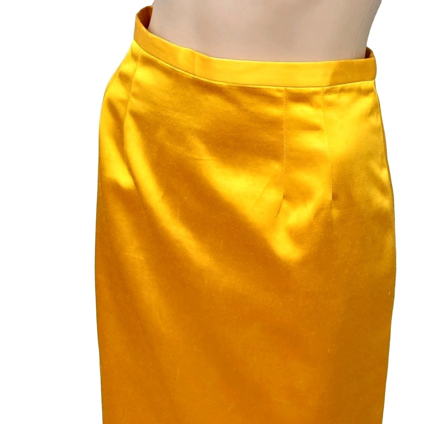 Vintage Vintage Yellow Yellow Satin Wiggle Pencil Skirt Size S 50s M Size 27" / US 4 / IT 40 - 4 Thumbnail