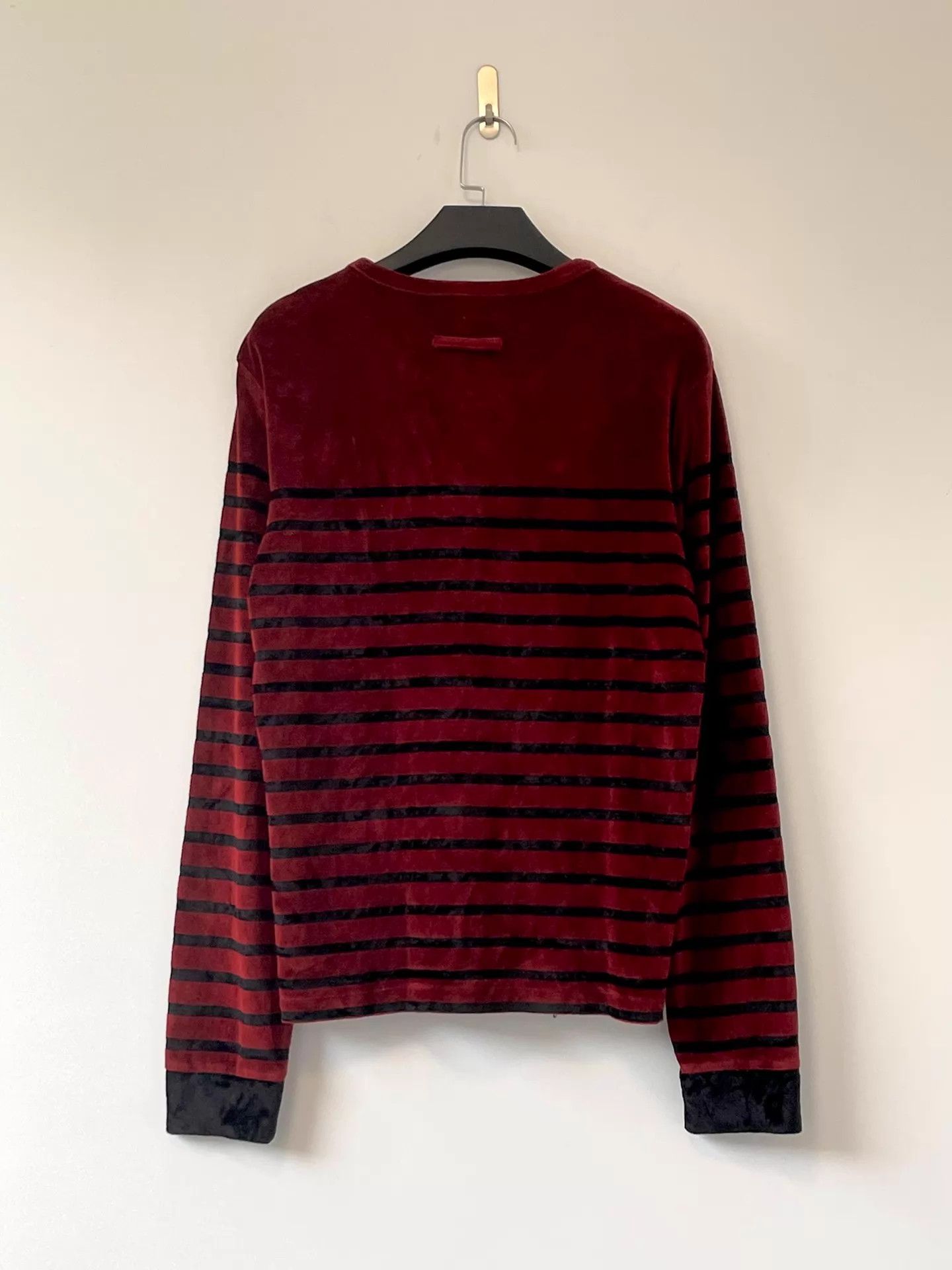 Jean Paul Gaultier JPG Double-Zip Red/Black Striped Velvet Sweatshirt Size US S / EU 44-46 / 1 - 5 Thumbnail